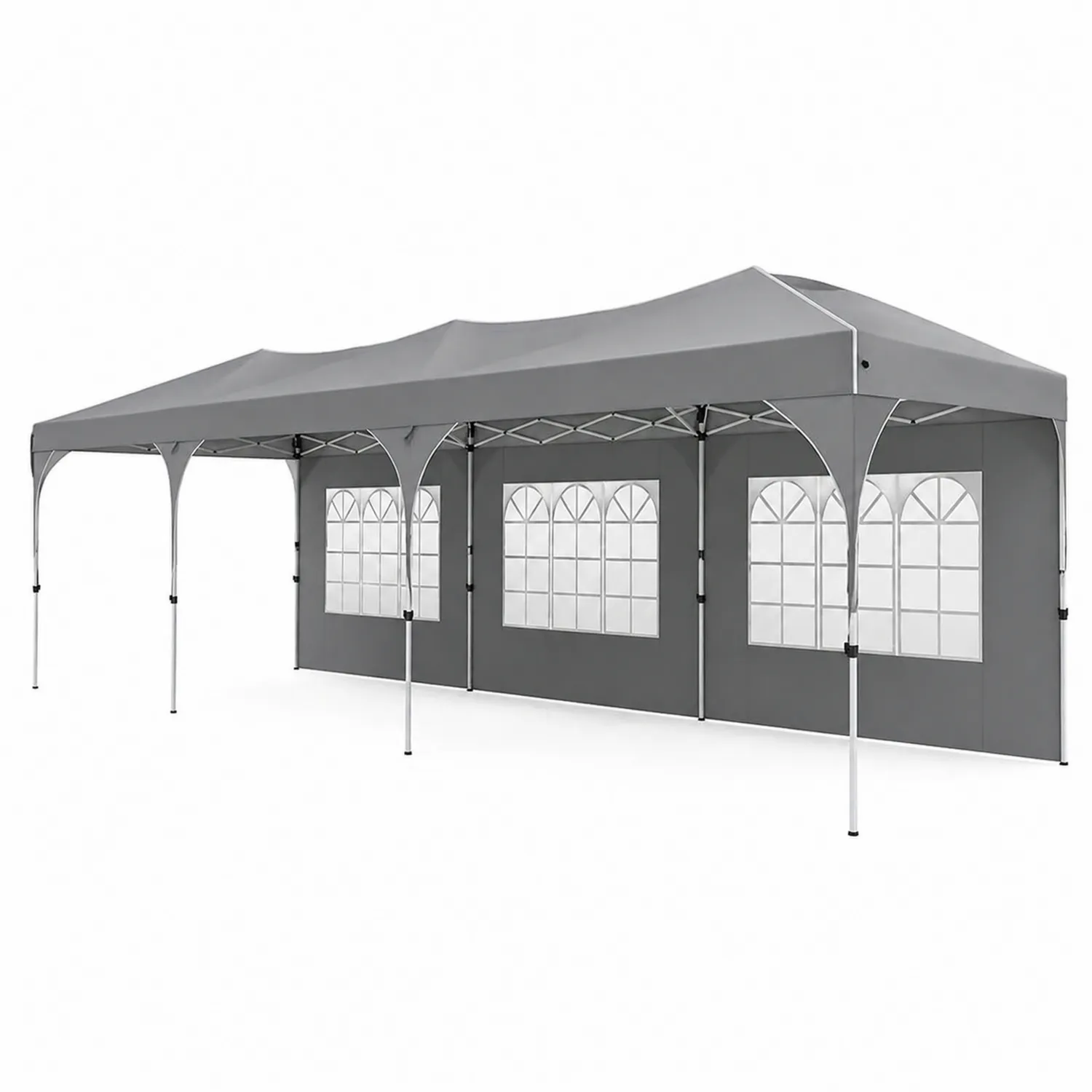 Carpa para Exteriores de 600x300 cm con Tela de Poliéster y Estructura de Acero Gris