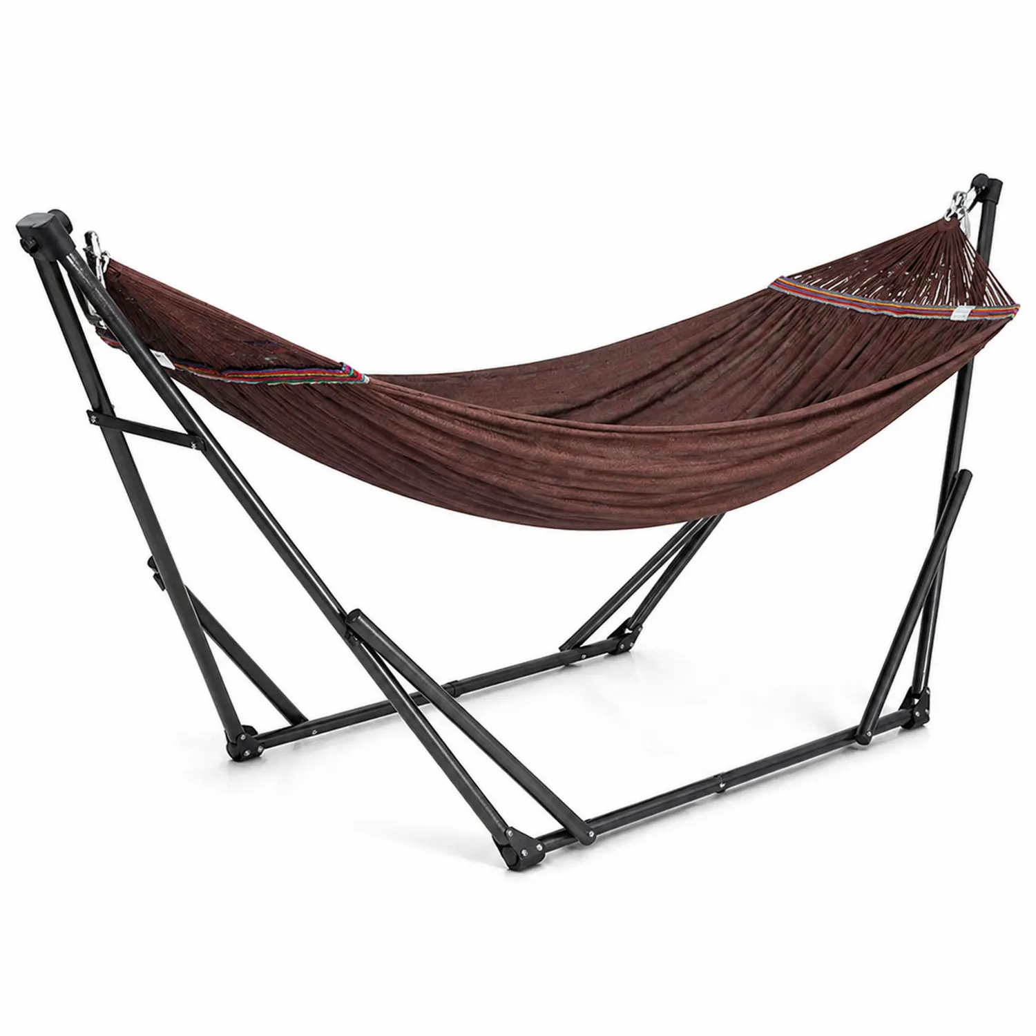 Hamaca de Algodón con Soporte de Metal Marrón
