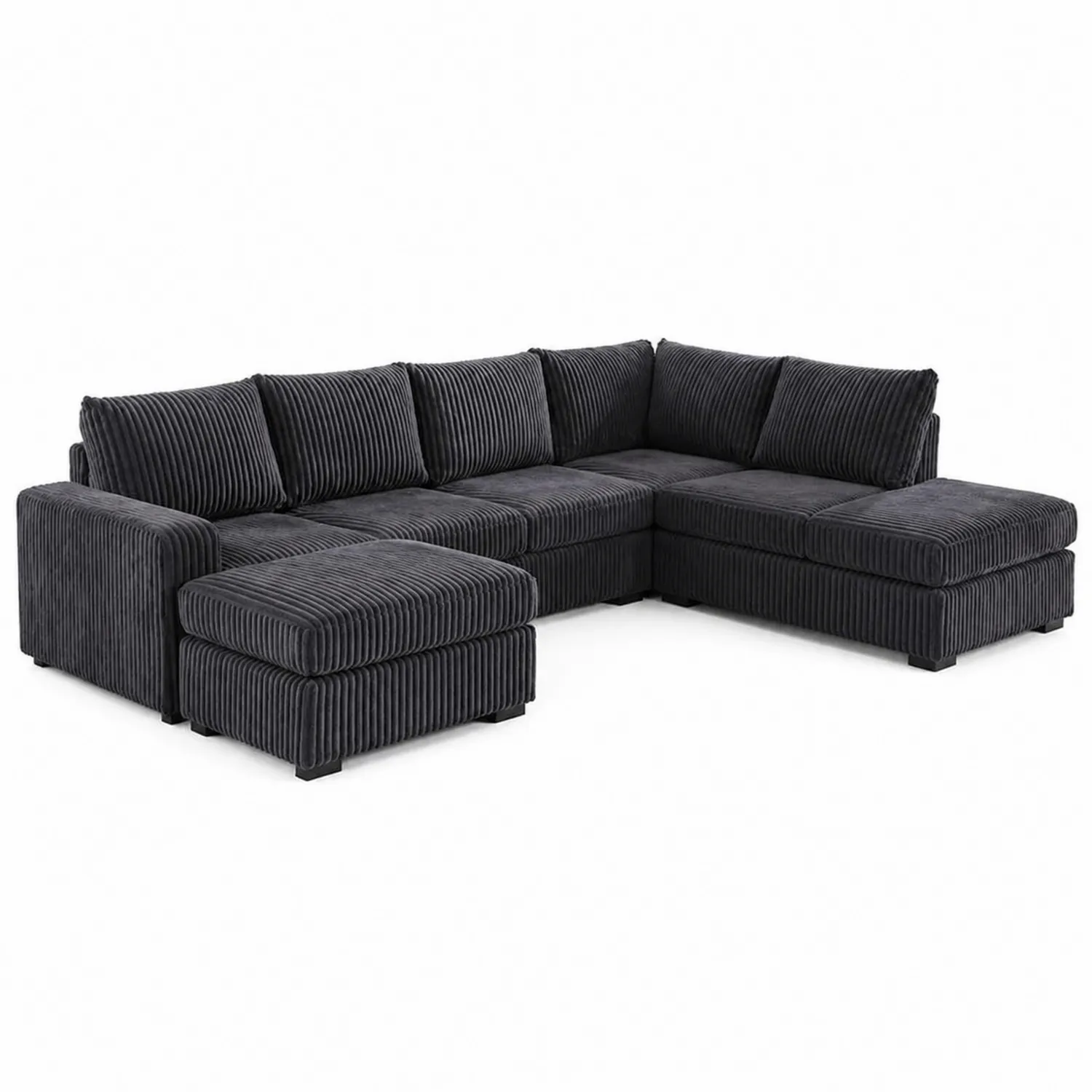 Sofá seccional de tela de pana Gris oscuro