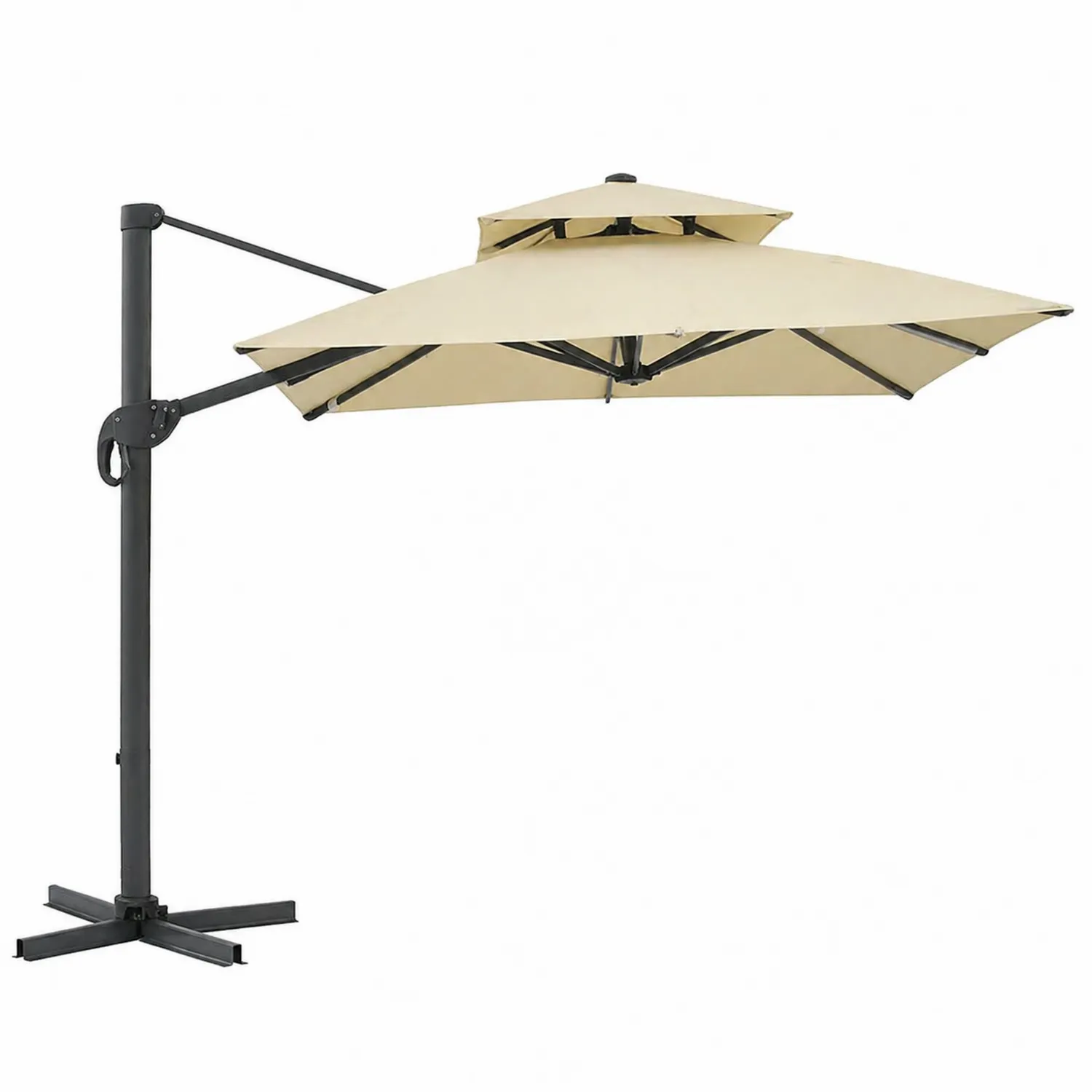 Sombrilla de Aluminio con Lona de Poliéster Beige 3m
