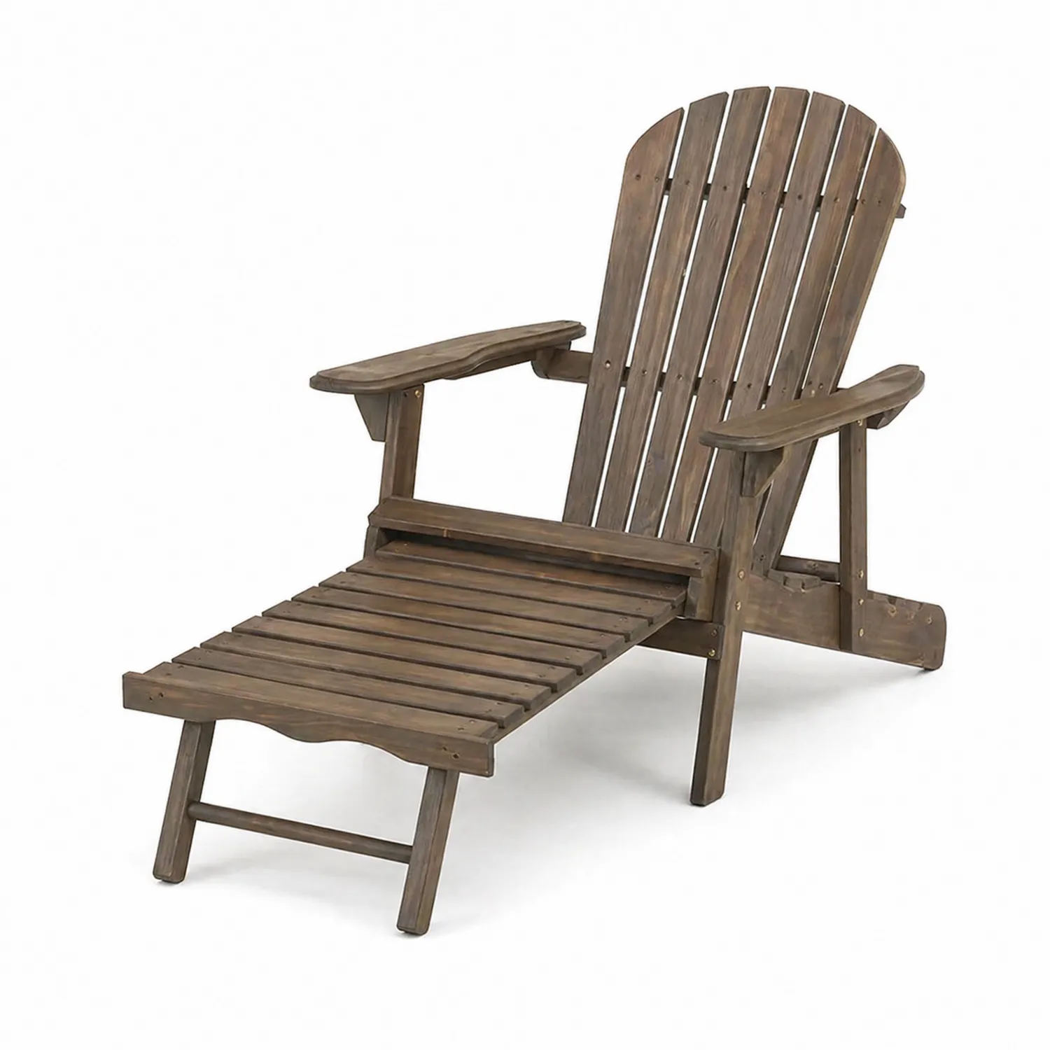 Silla Adirondack de Madera con Reposapiés Plegable Marrón