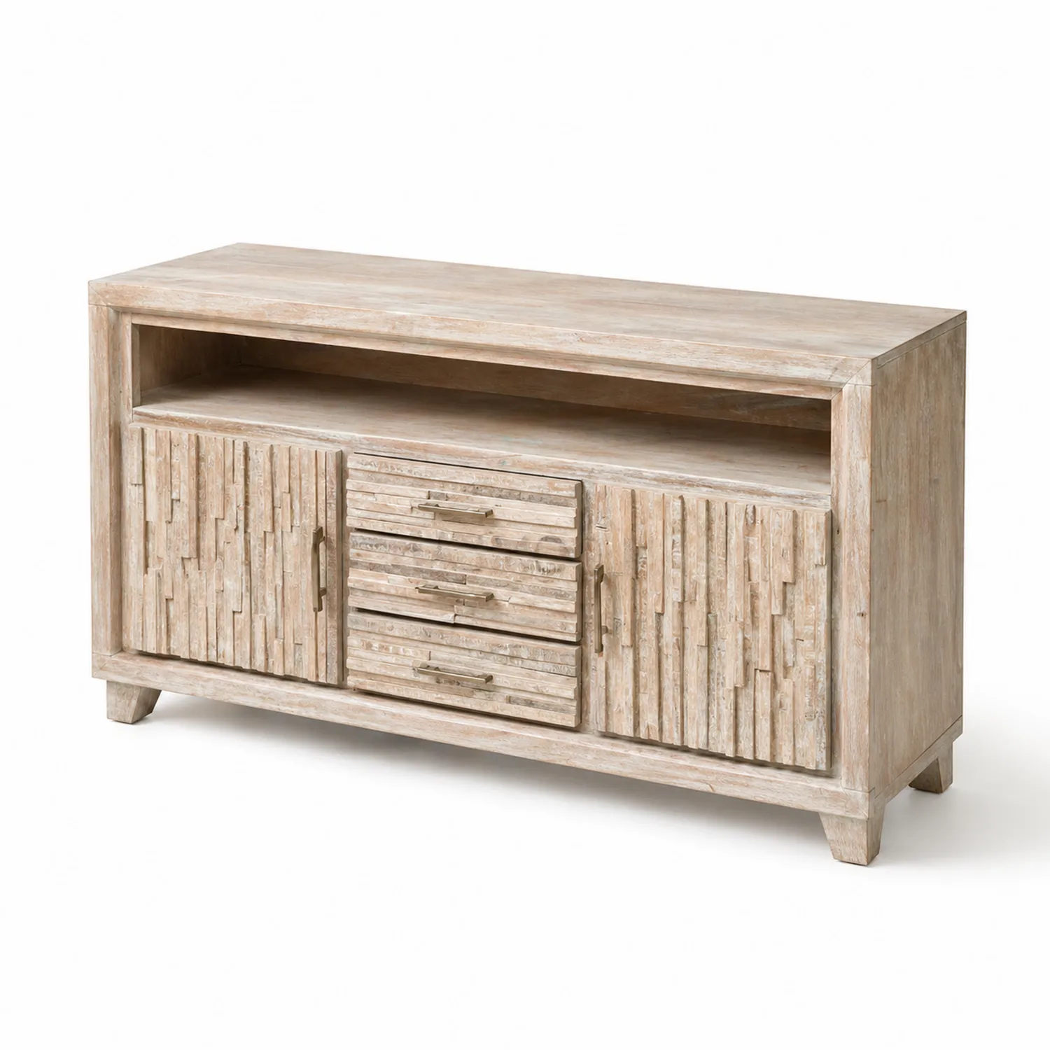 Mueble para TV de madera con cajones y puertas 120x40x60 cm Beige