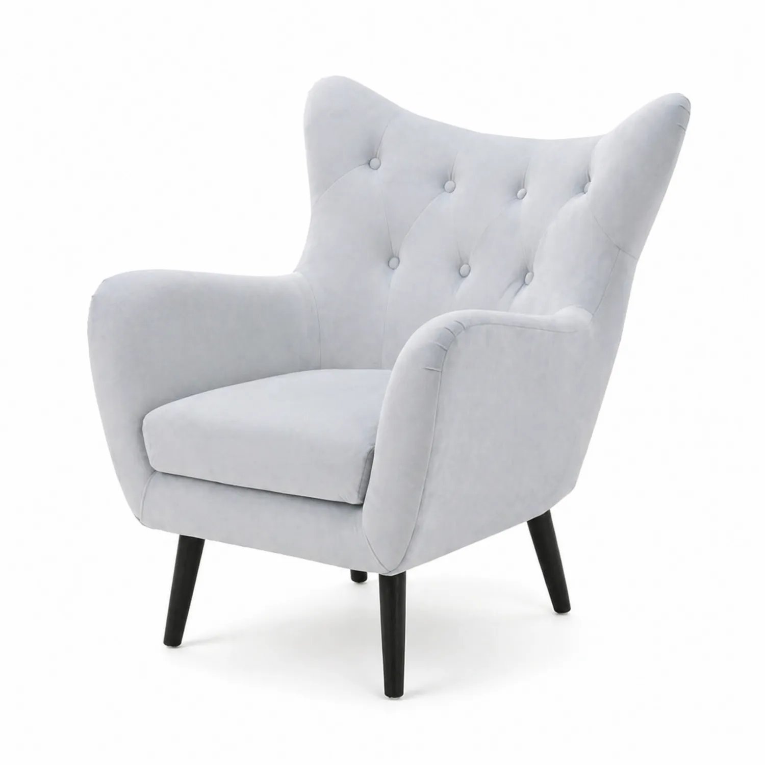 Sillón de madera y poliéster gris claro