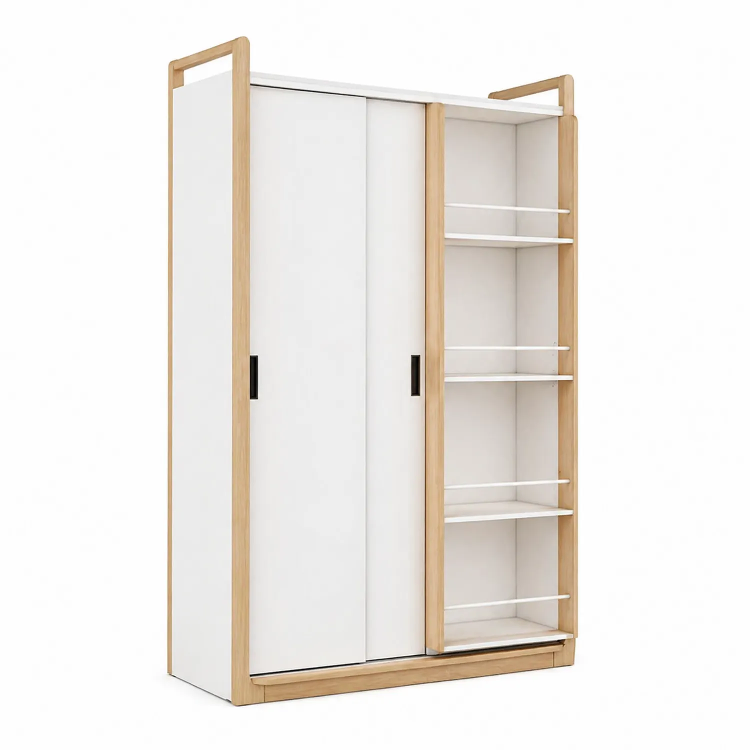 Armario de Madera y Melamina con Puertas Correderas Blanco y Roble