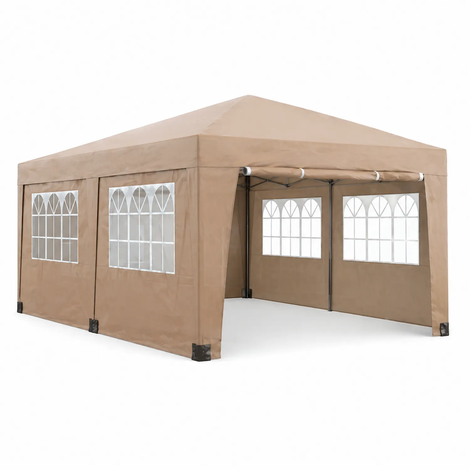 Carpa de Jardín Beige con Ventanas de Poliéster y Acero