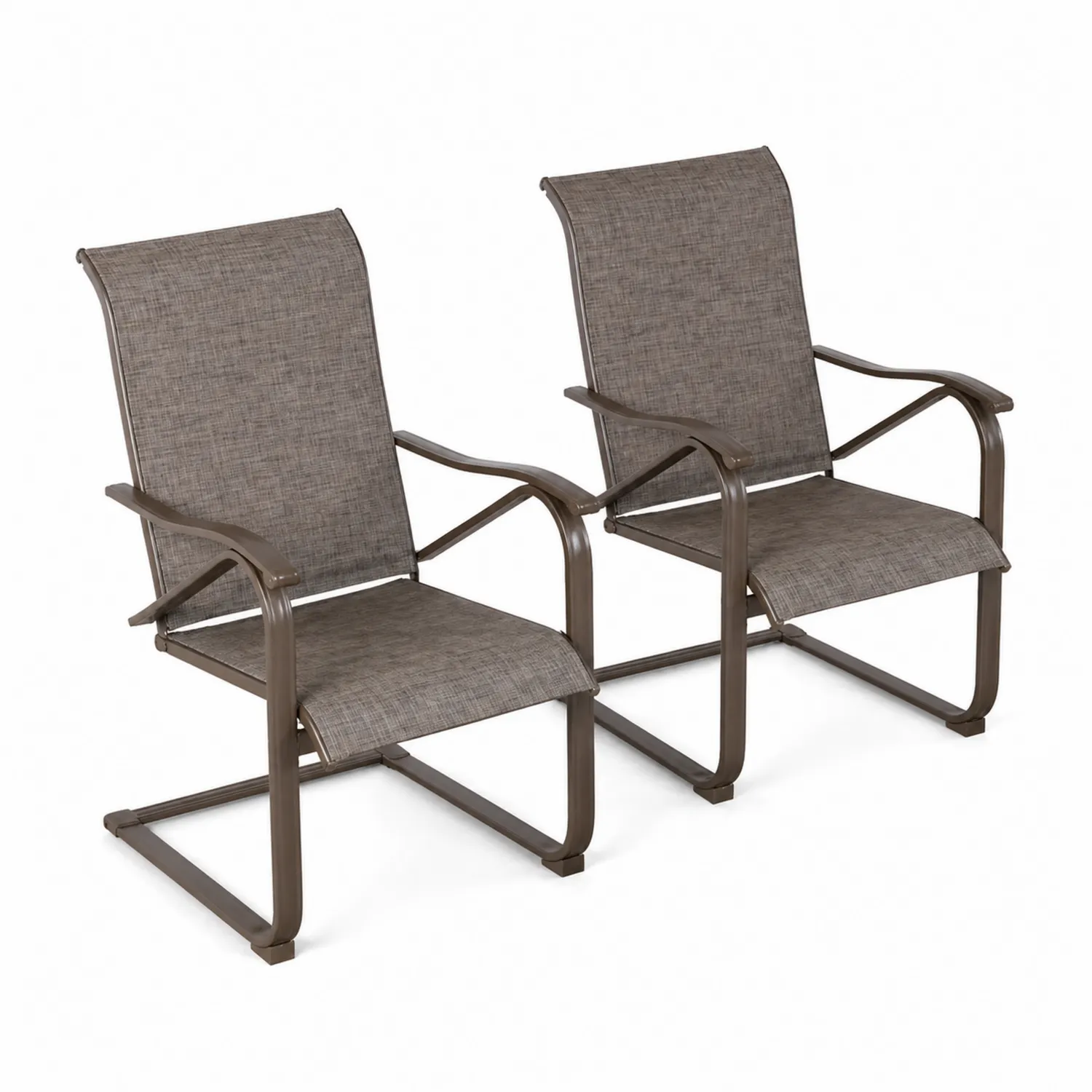 Conjunto de 2 sillas de metal con asiento de textileno marrón