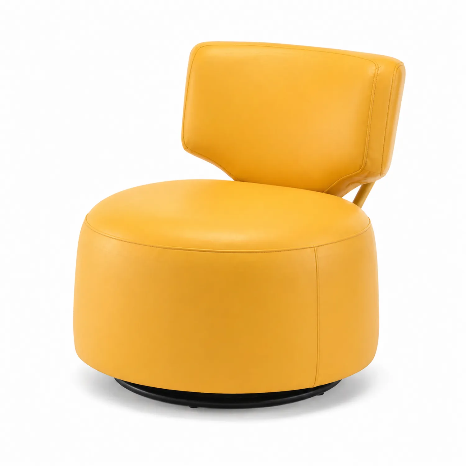 Silla giratoria de cuero sintético amarillo, 70 cm altura, 60 cm diámetro