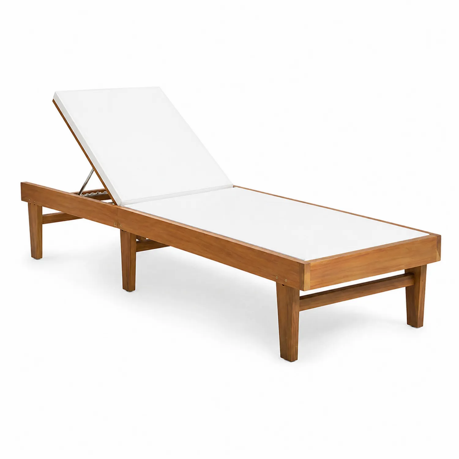 Tumbona de madera de acacia con superficie de poliéster blanco