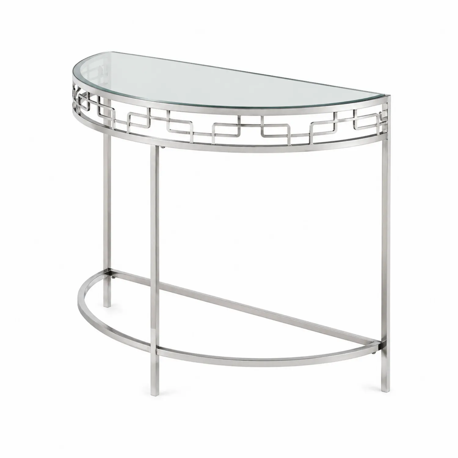 Mesa de entrada de vidrio y acero inoxidable