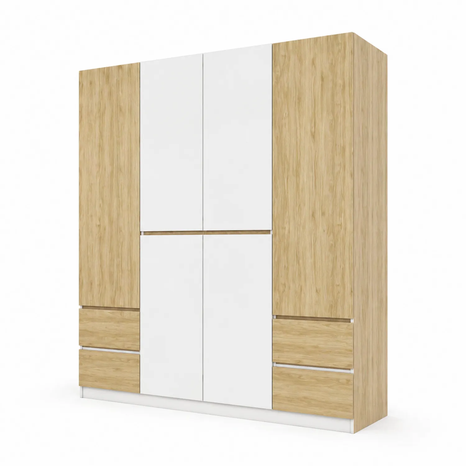 Armario de MDF lacado y madera color Blanco y Roble 200x60x240 cm