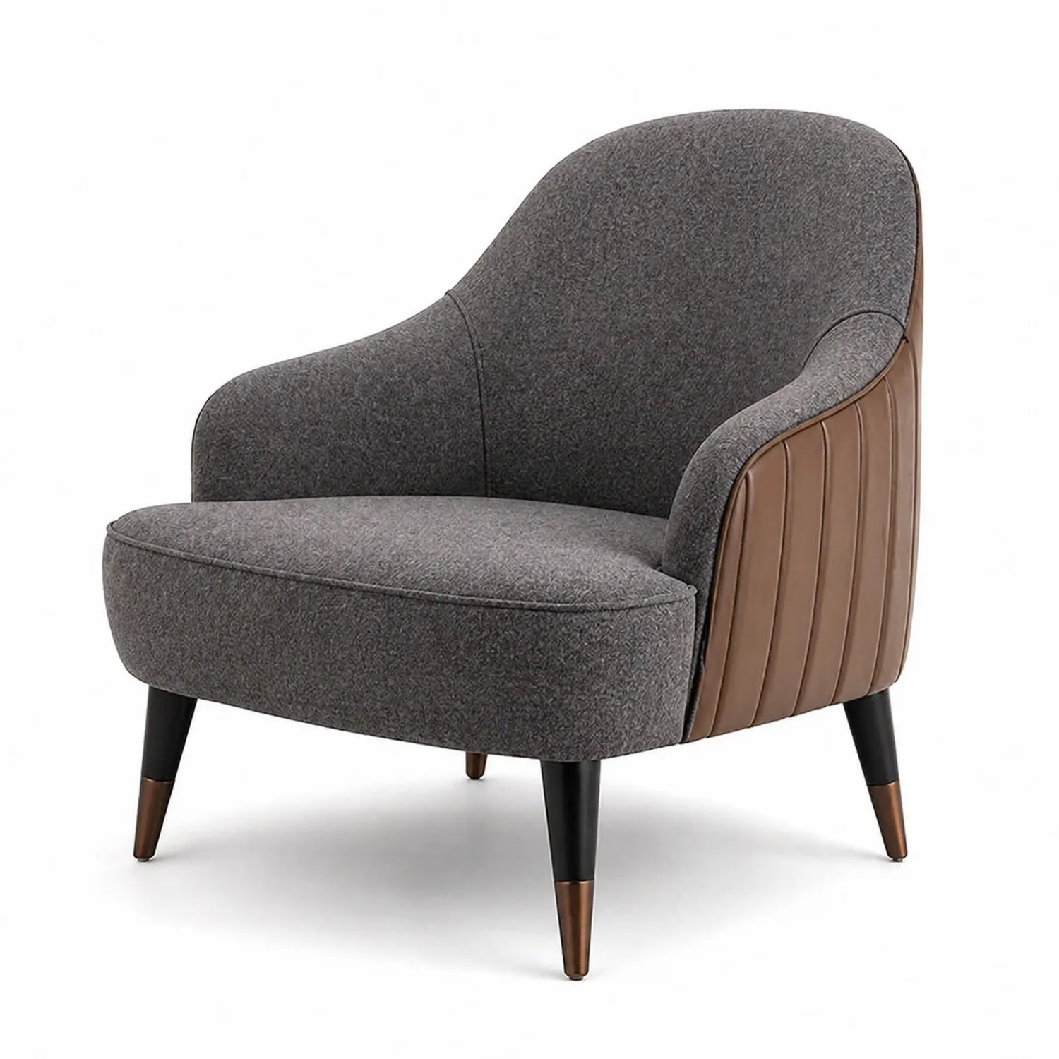 Silla de Tela Gris y Cuero PU con Patas de Metal