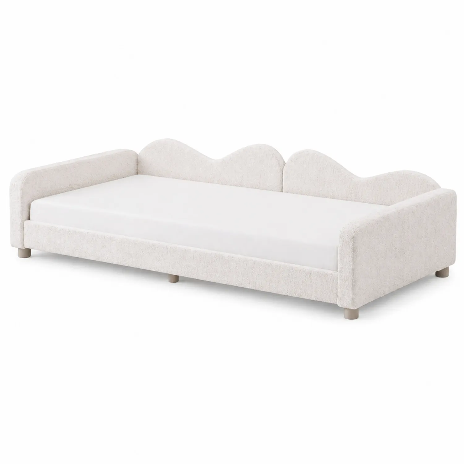 Sofá cama de día con estructura de madera y tejido de poliéster Crema 190x80 cm