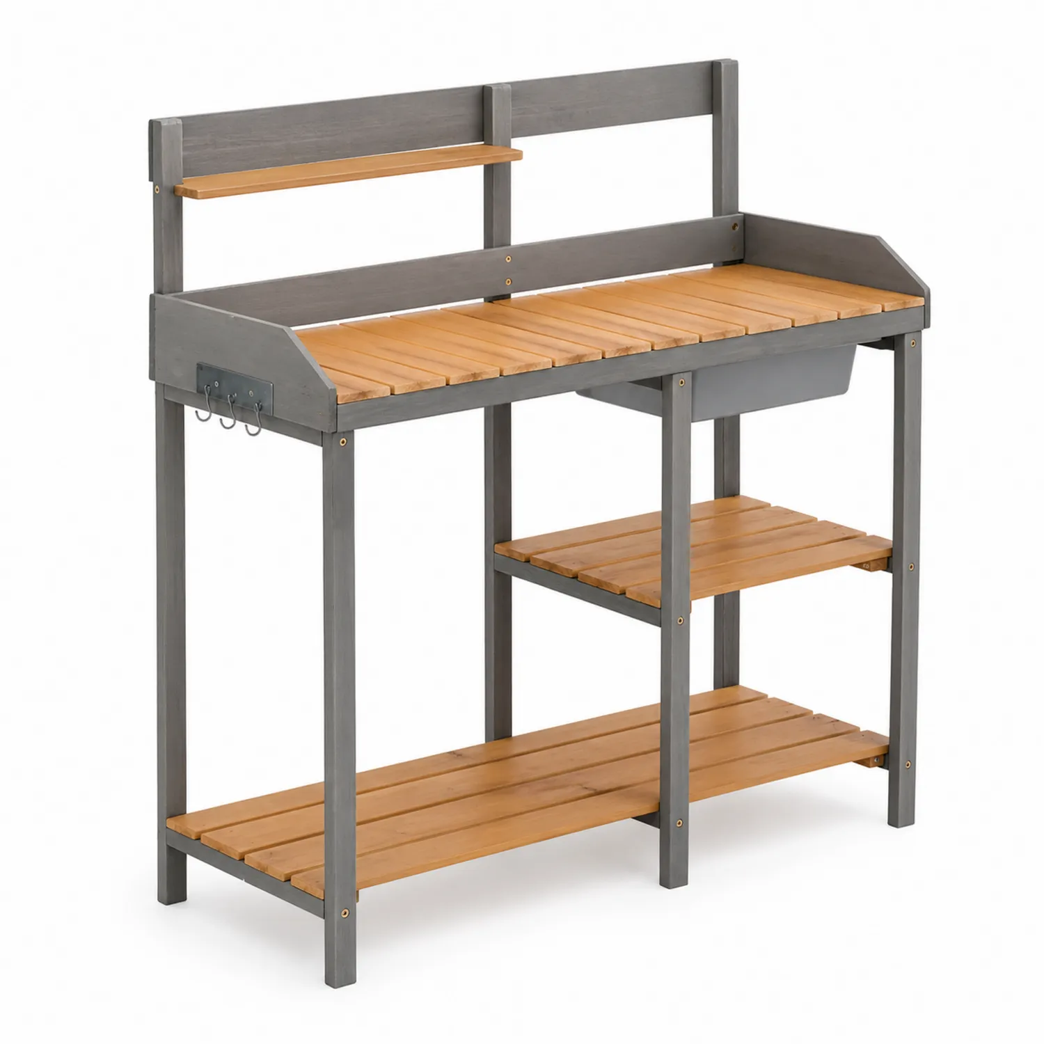 Mesa de Madera y Metal con Estantes