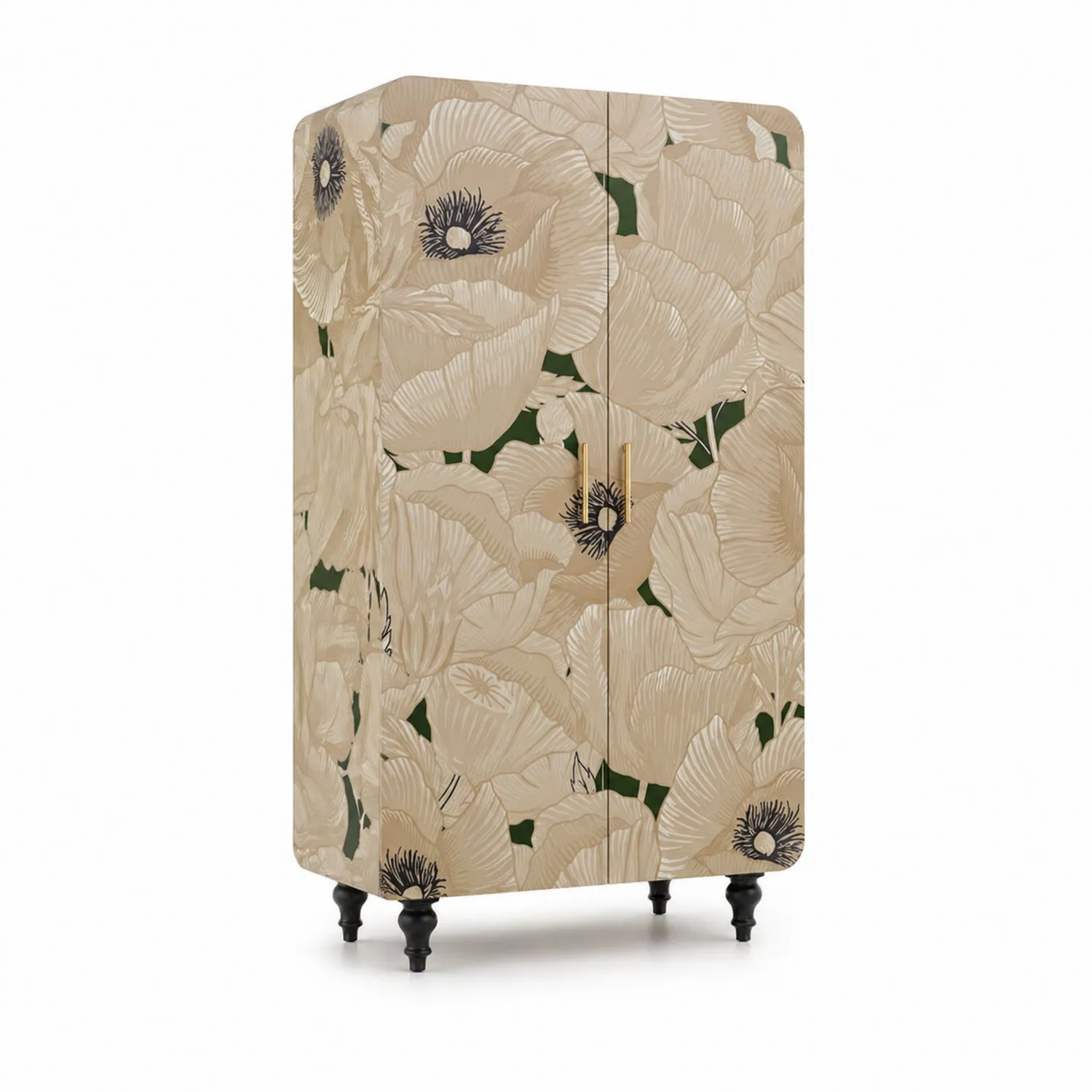 Armario de MDF con Patrón Floral Beige