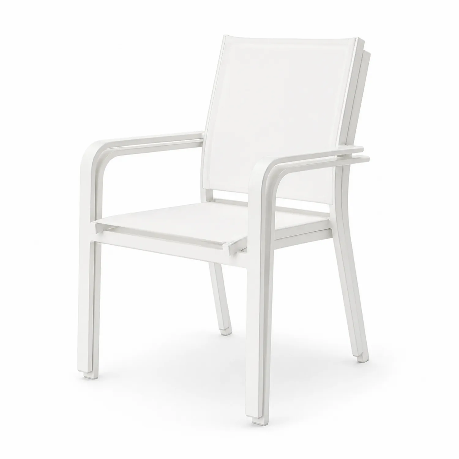 Silla de Aluminio con Asiento de Textilene Blanco 60x58x88 cm