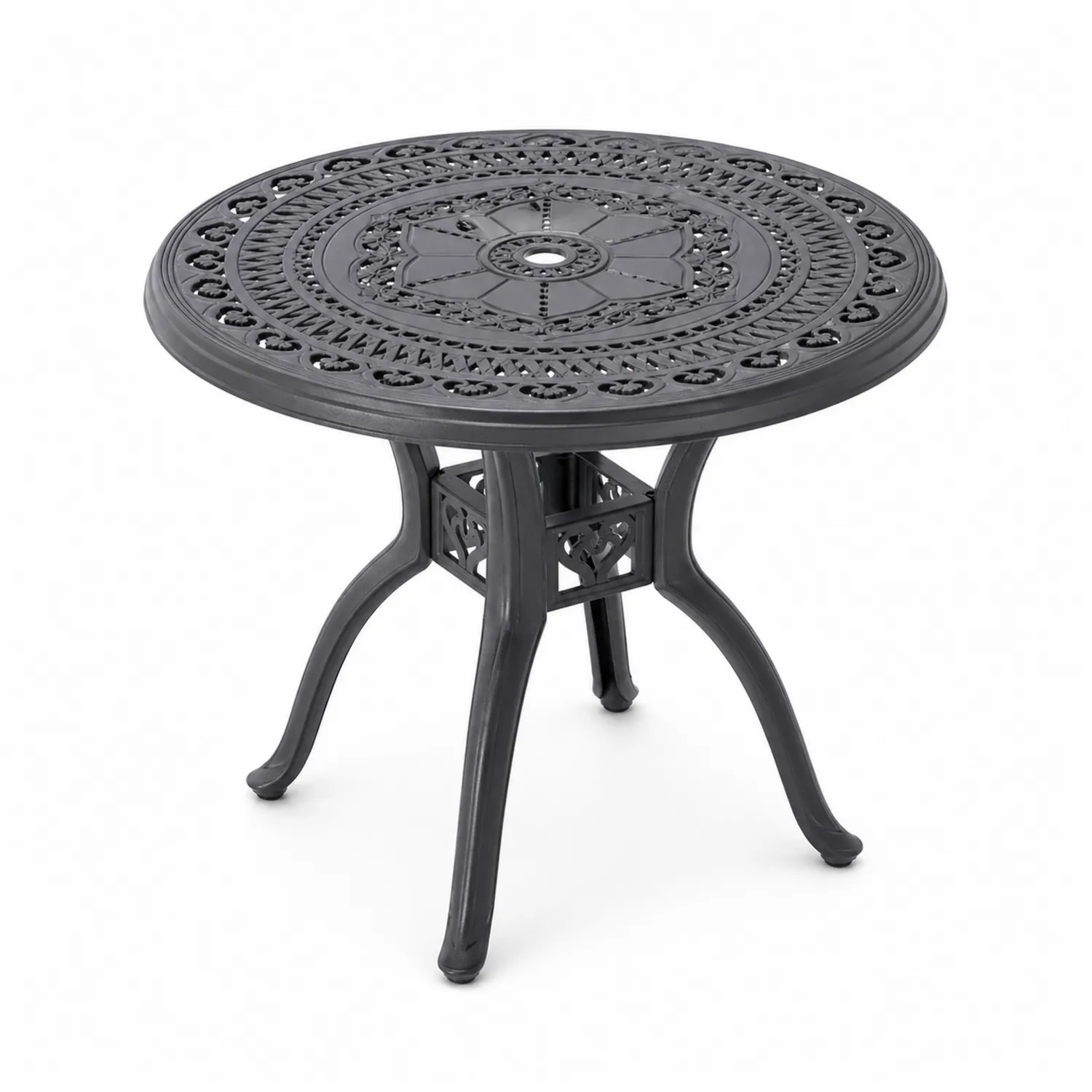Mesa redonda de aluminio negro 90 cm