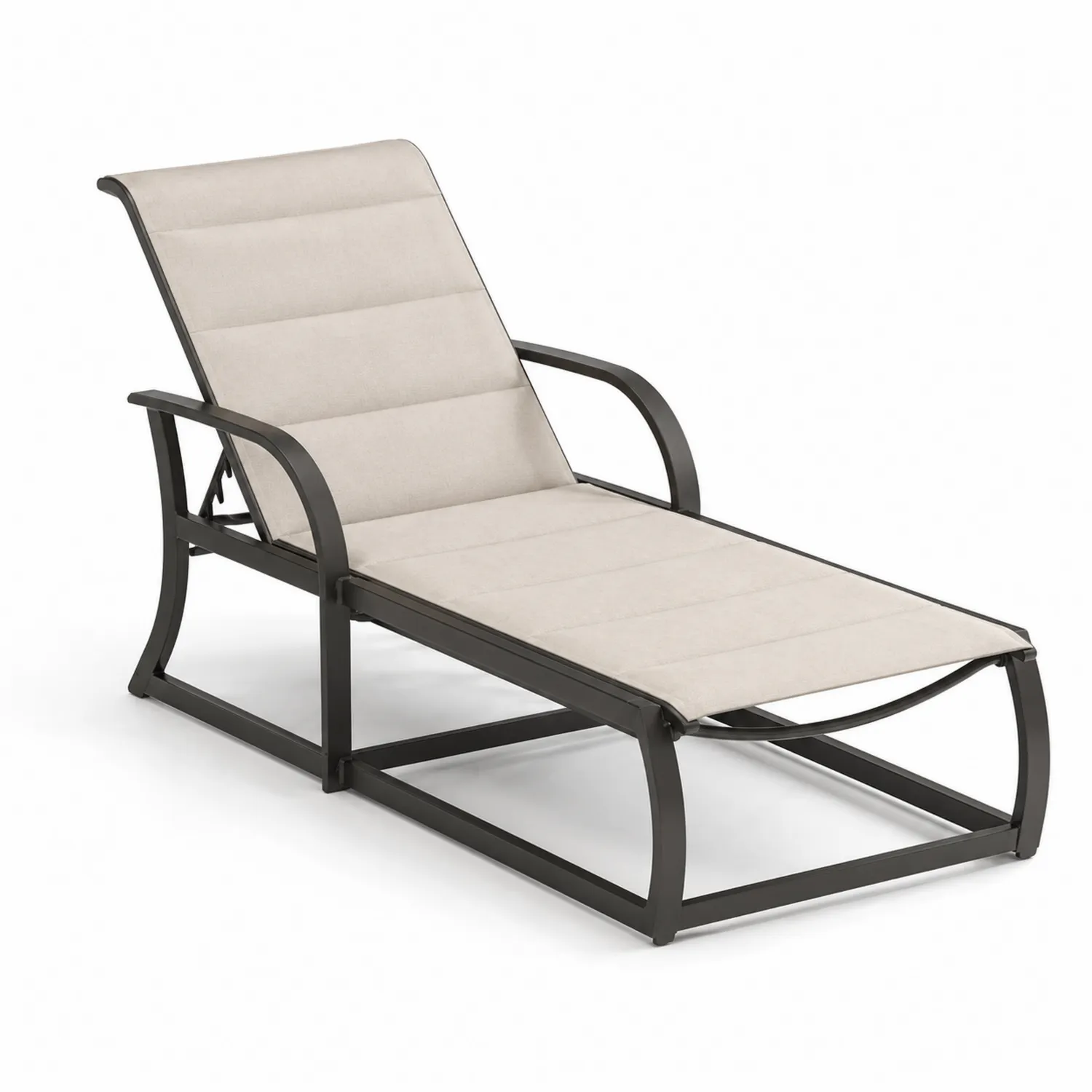 Tumbona de metal con cojín de poliéster ajustable 195x65x35 cm Beige
