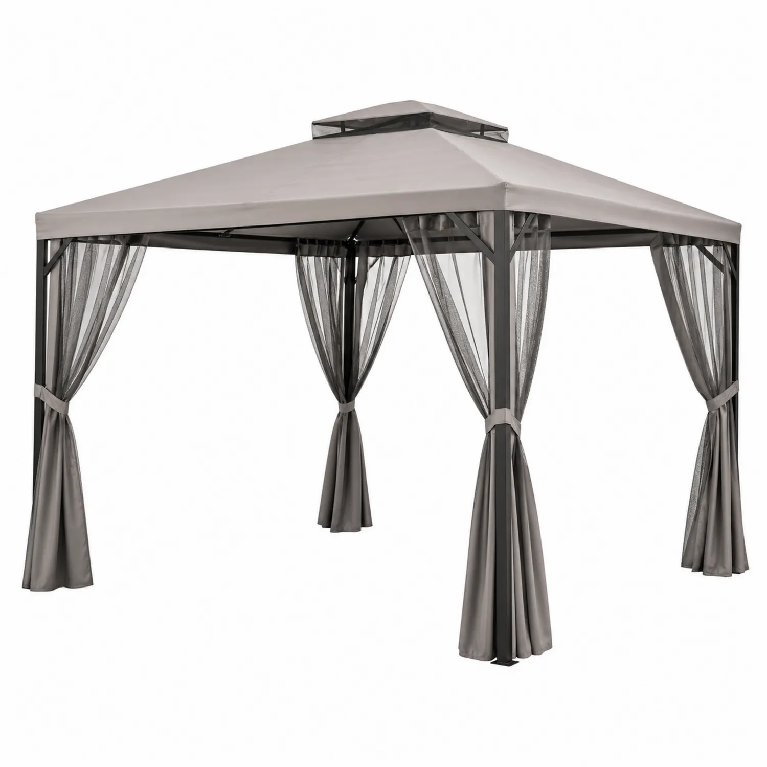 Cenador de acero y poliéster 3x3 m Gris