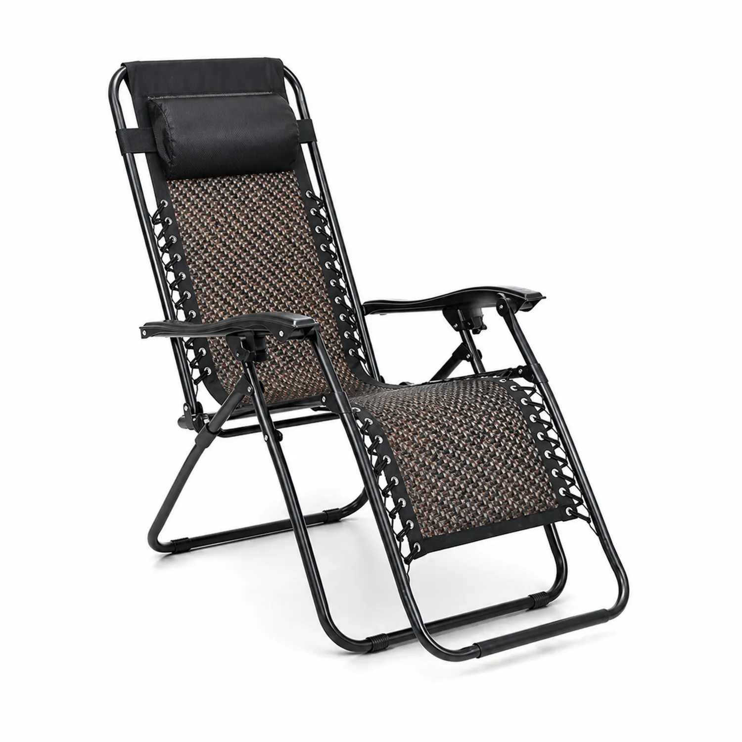 Silla reclinable de acero y textilene marrón