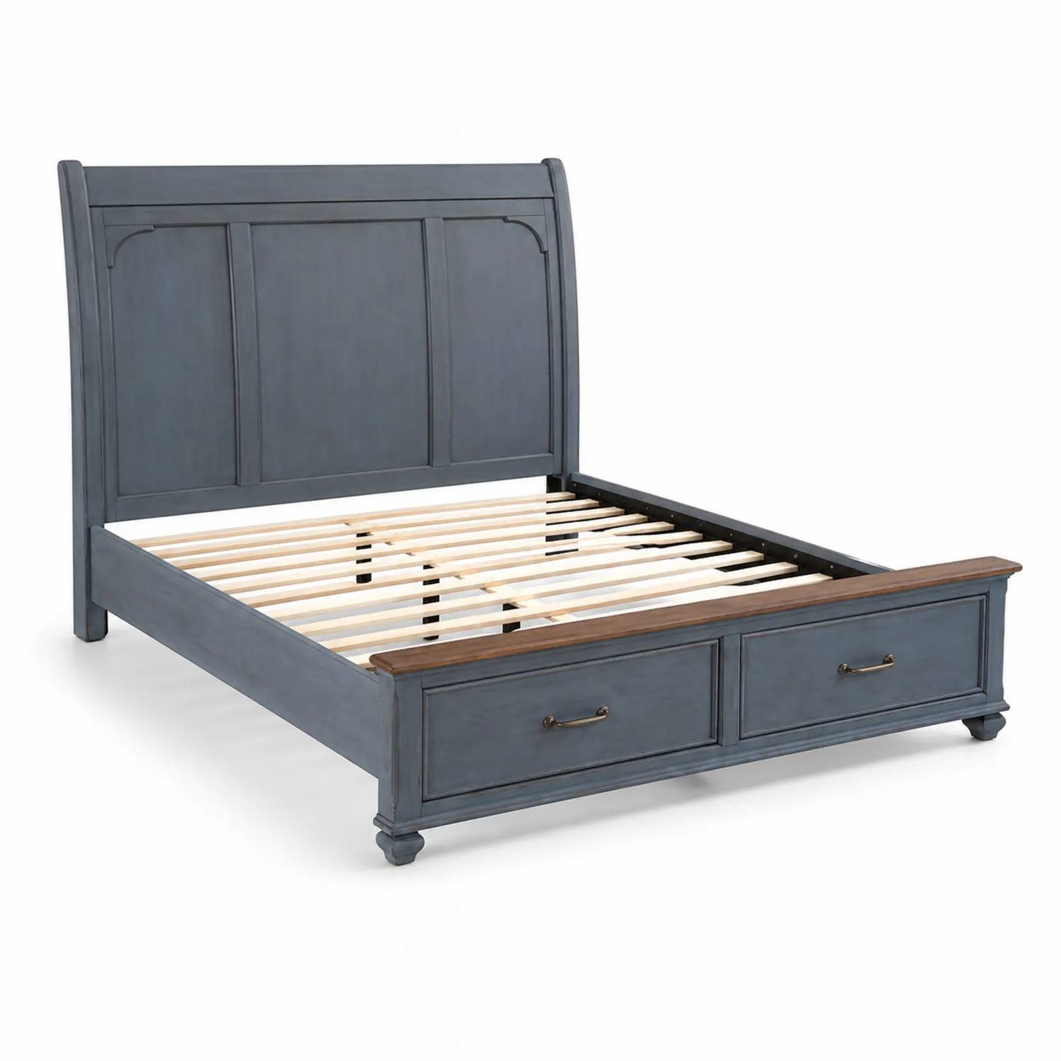 Cama de madera con almacenamiento 200x150 cm Azul
