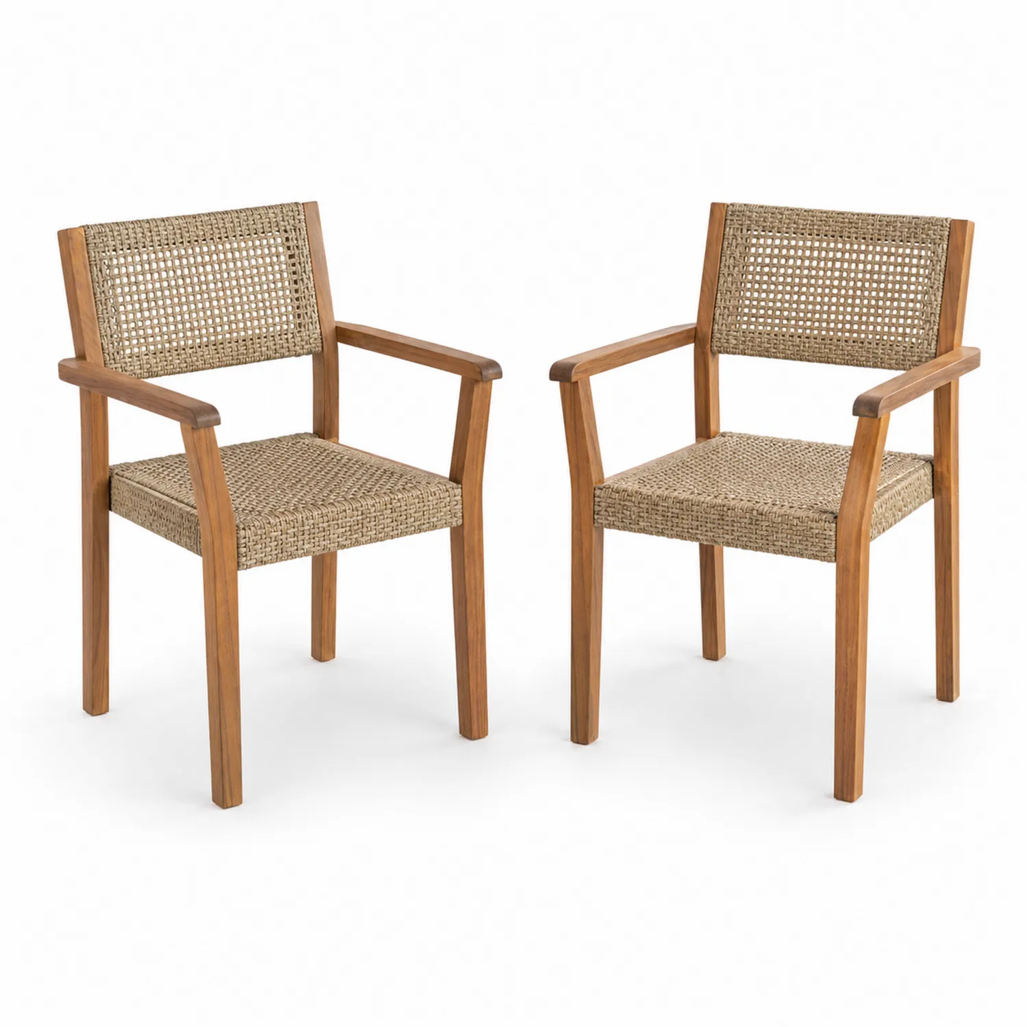 Conjunto de 2 sillas de madera y ratán