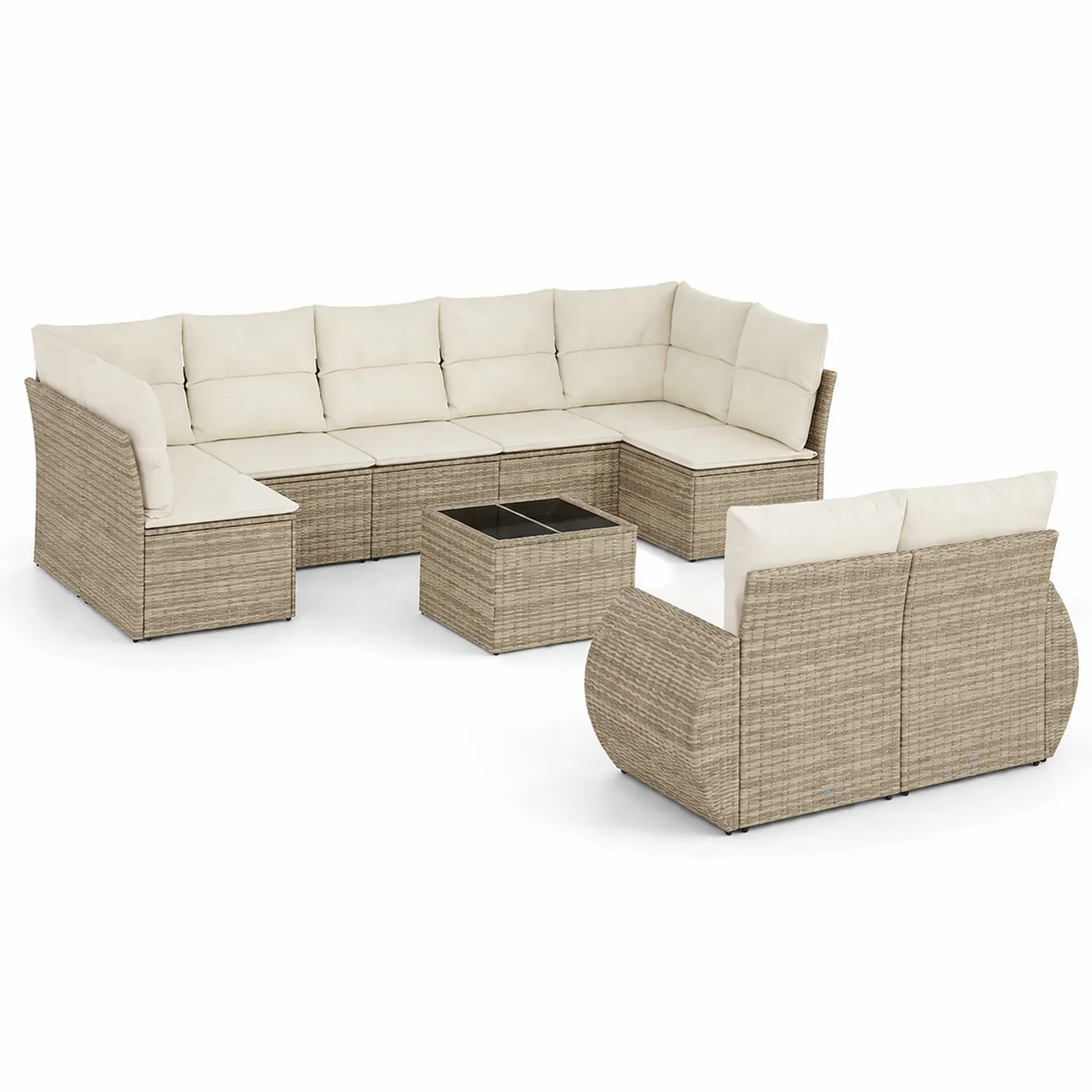 Conjunto de Sofás de Jardín en Ratán Sintético Beige 4 Piezas