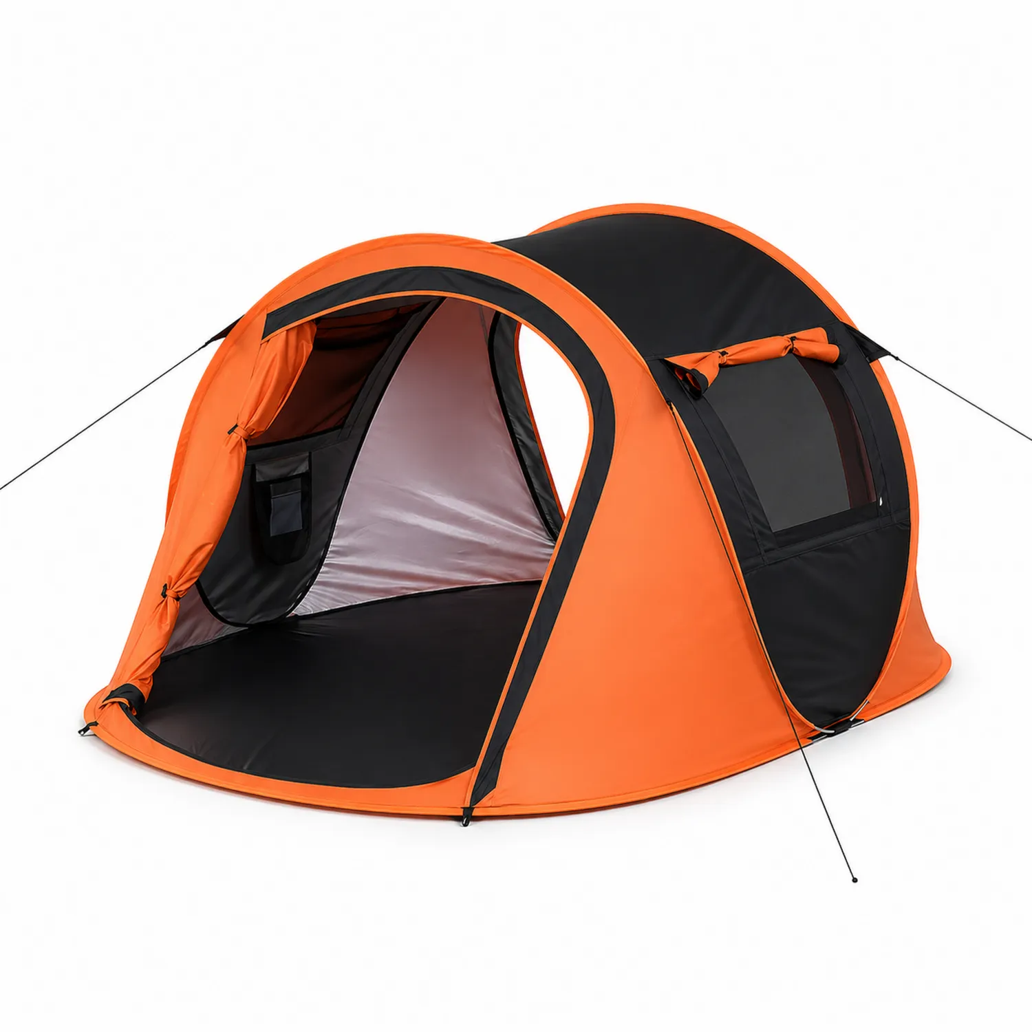 Tienda de campaña pop-up de poliéster impermeable para 2 personas Naranja/Negro