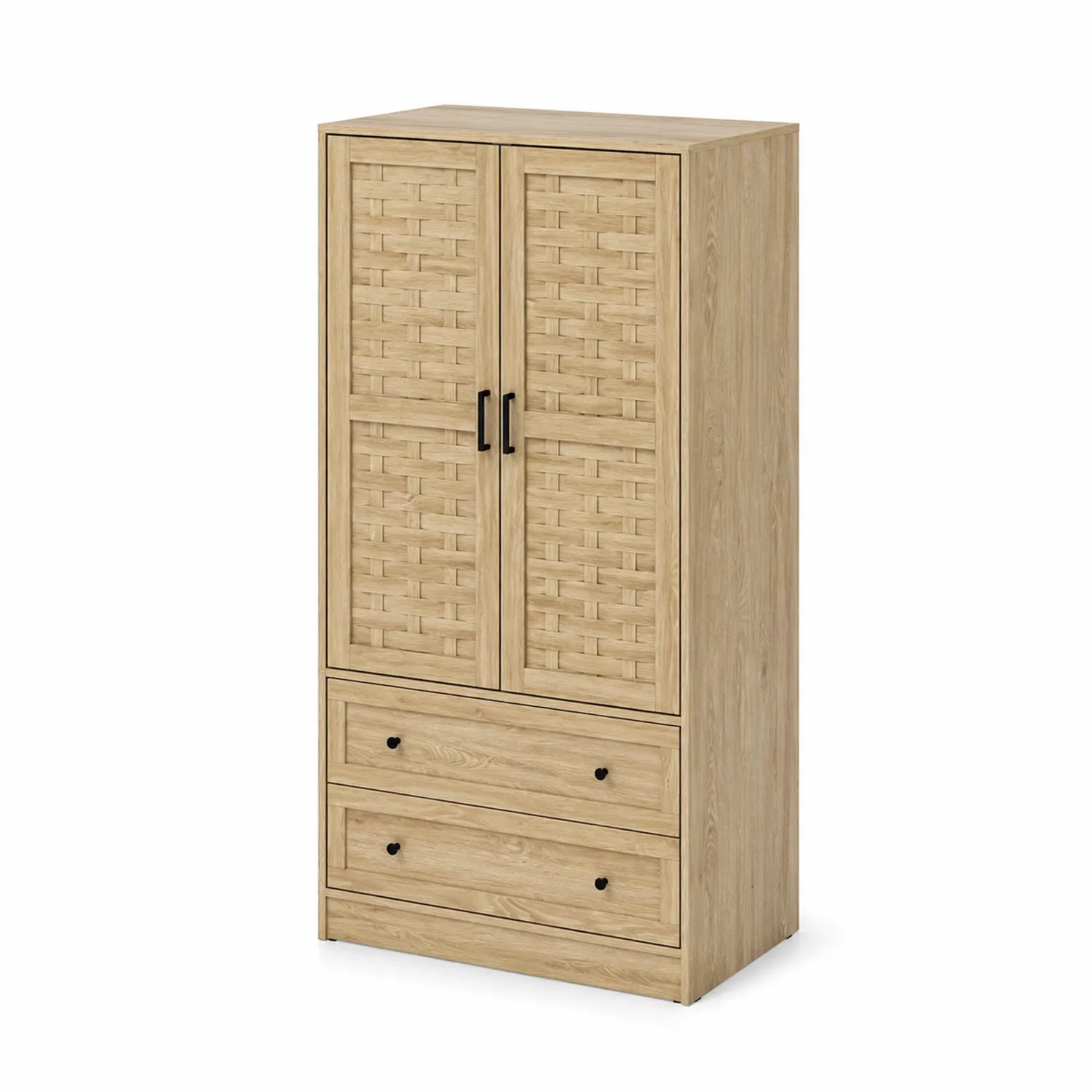 Armario de Madera con Puertas de Mimbre 180x80x50 cm