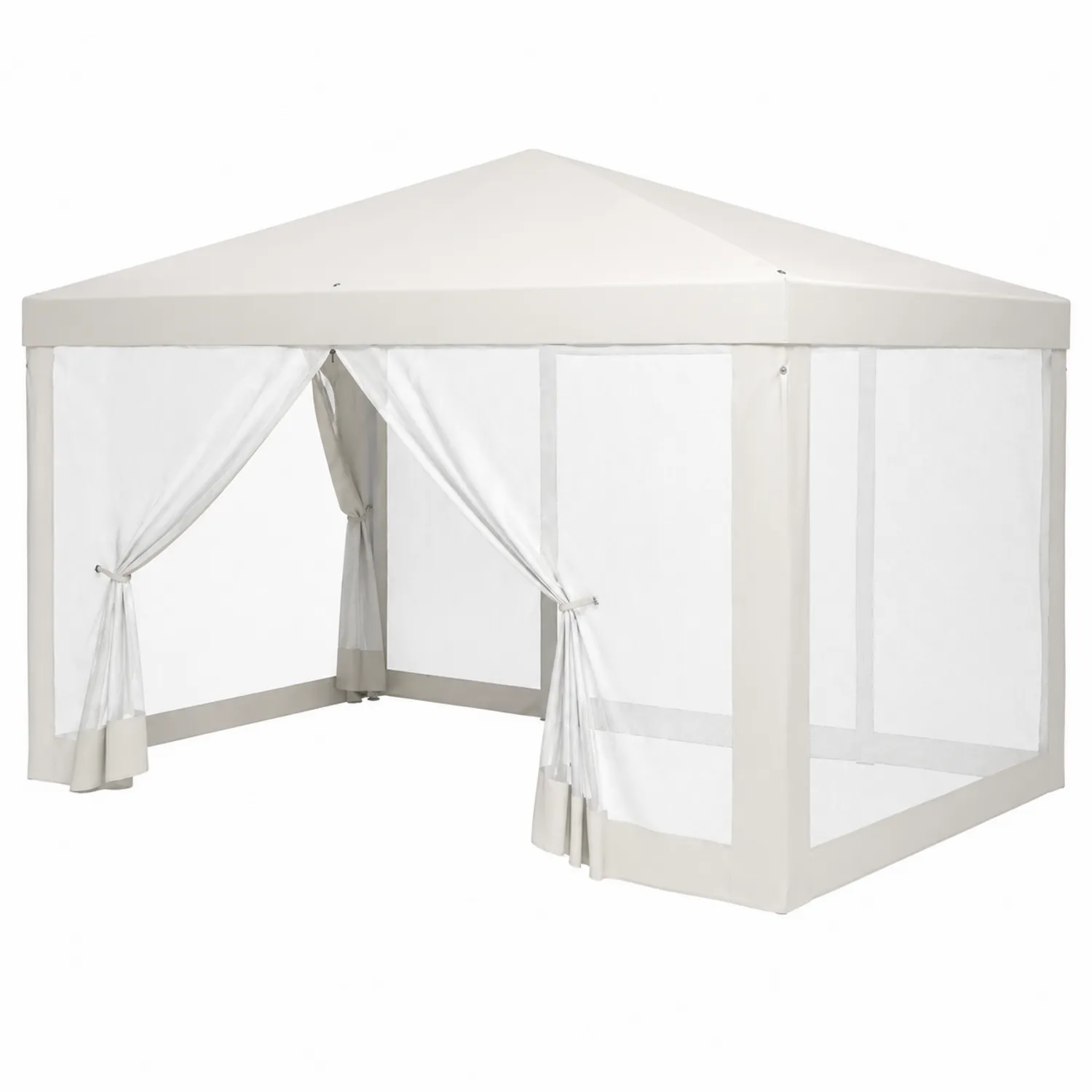 Cenador de Aluminio 3x3 m con Mosquitera y Techo de Poliéster Beige