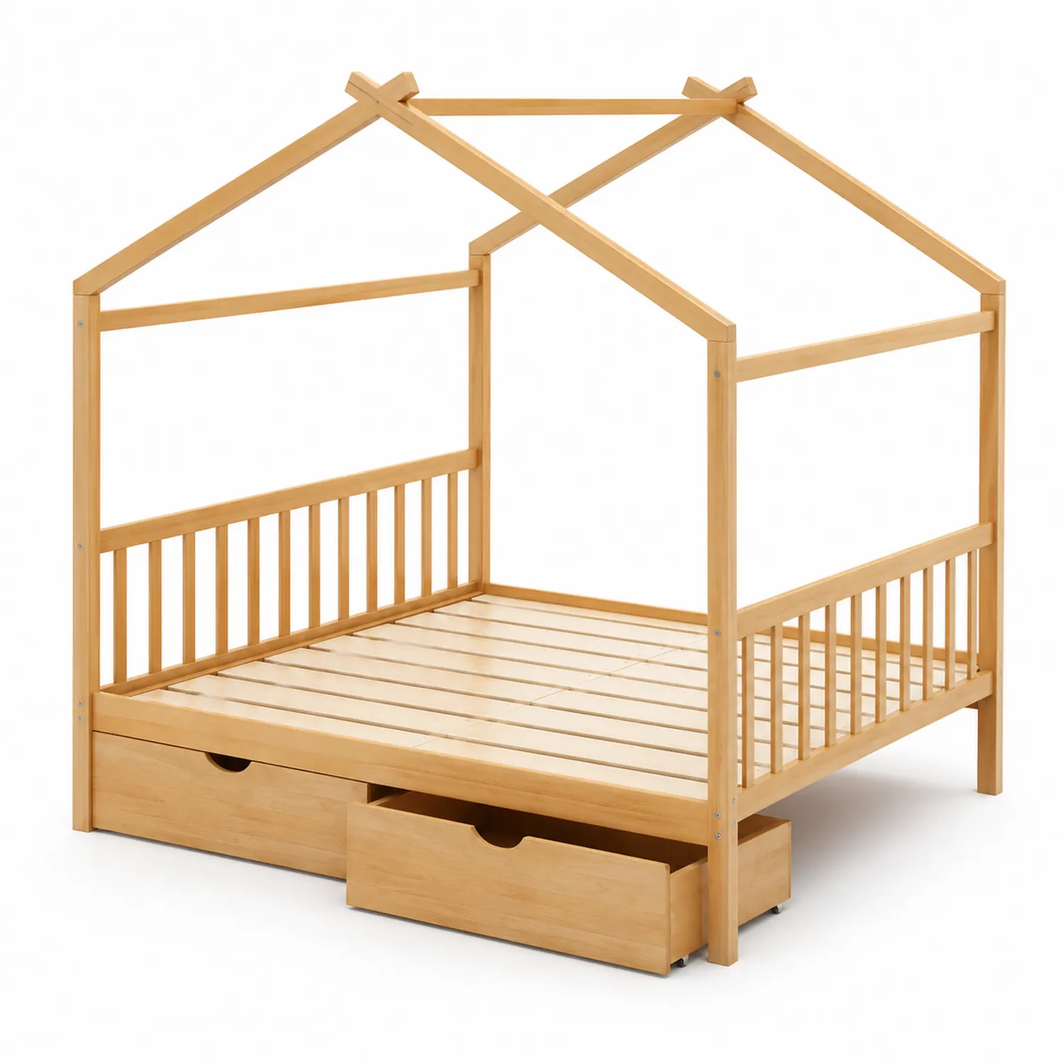 Cama infantil de madera de pino con cajones