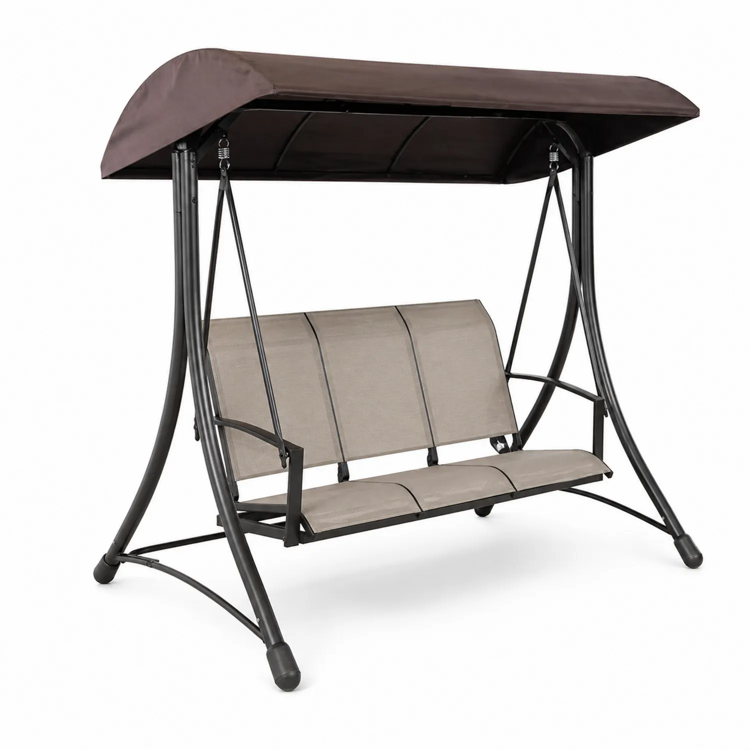 Columpio de Metal para Exteriores con Techo de Tela 170x110x152 cm Marrón