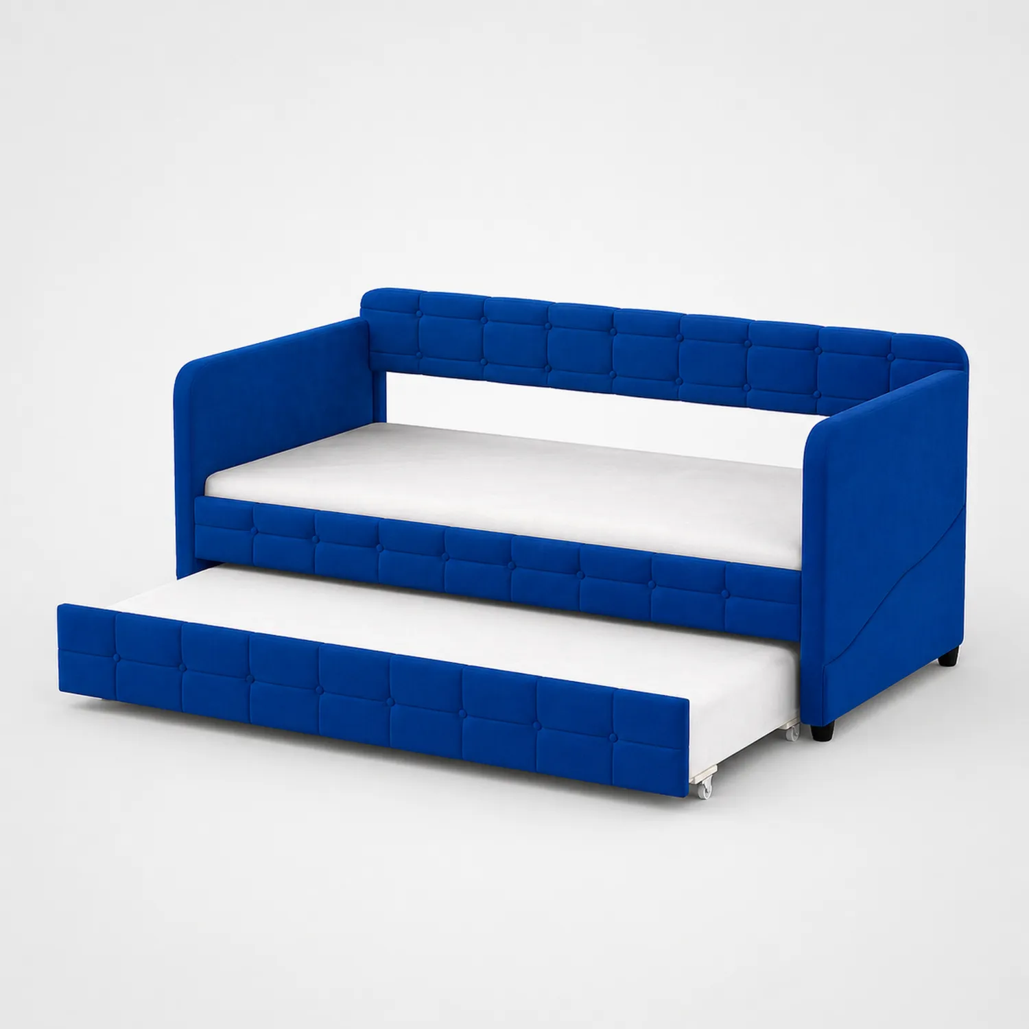 Sofá Cama Nido de Tela Azul con Colchón Extraíble