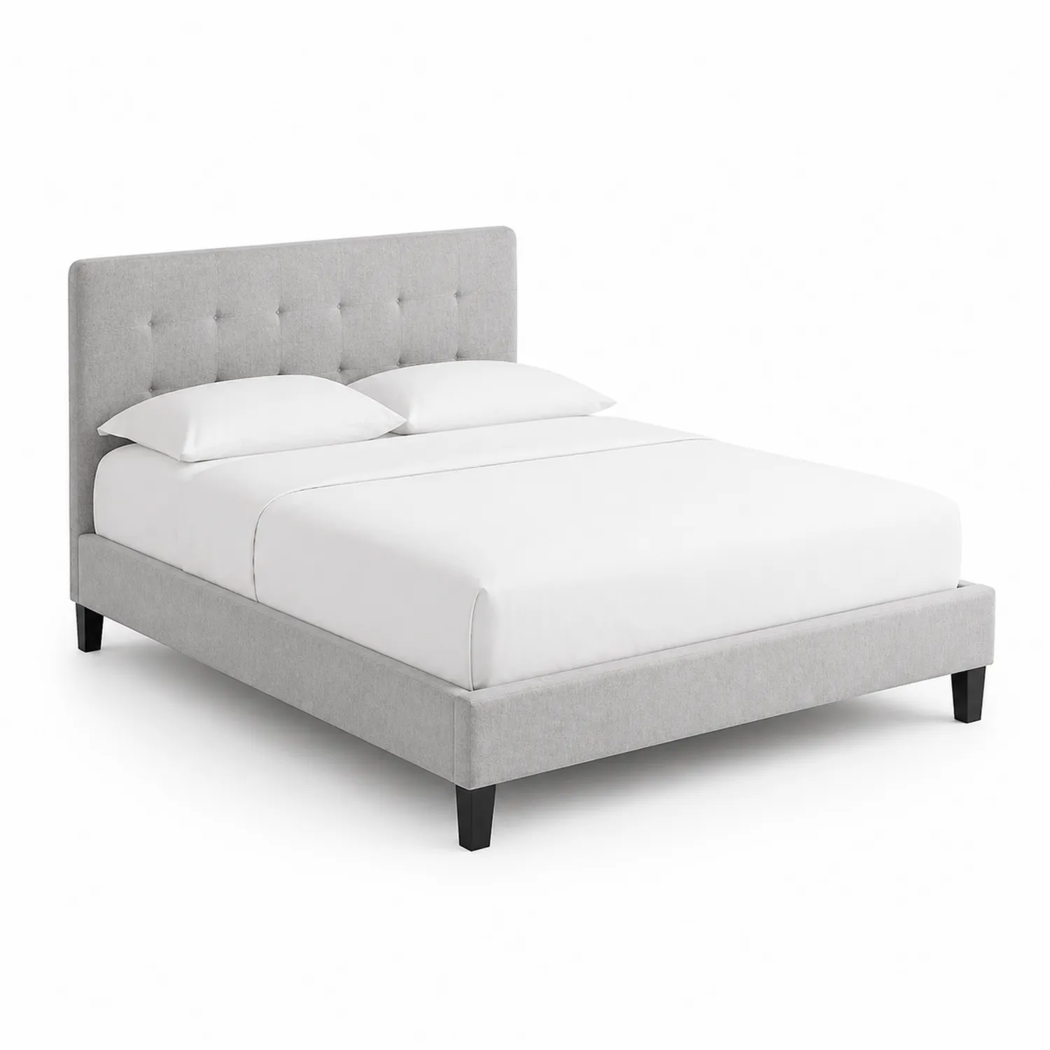 Cama tapizada de tela gris 200x150 cm