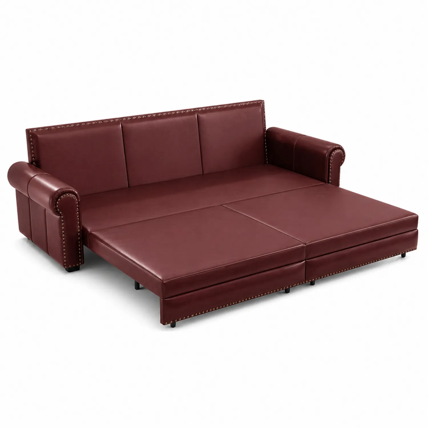 Sofá cama de cuero sintético marrón 200x90 cm