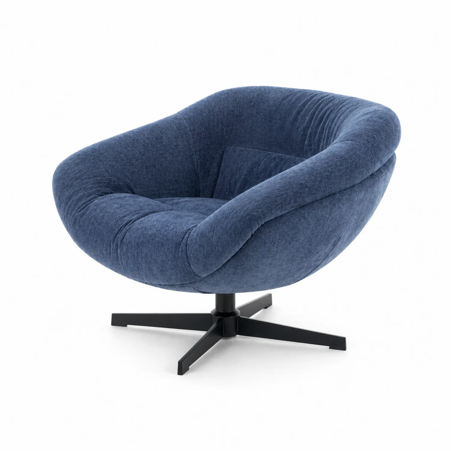 Sillón giratorio de tela azul y acero 75x80x65 cm