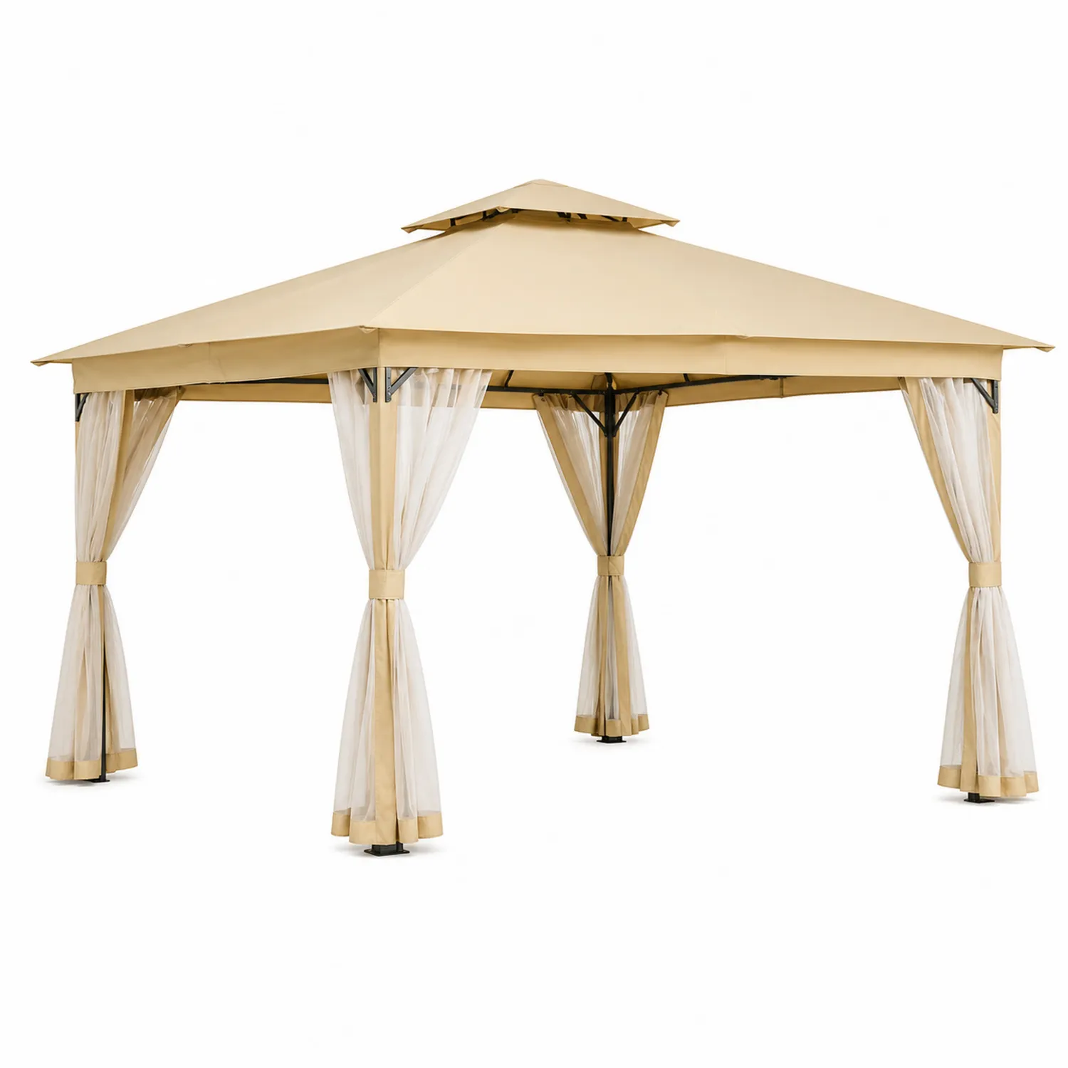 Cenador de Jardín 3x3m Poliéster Acero Beige