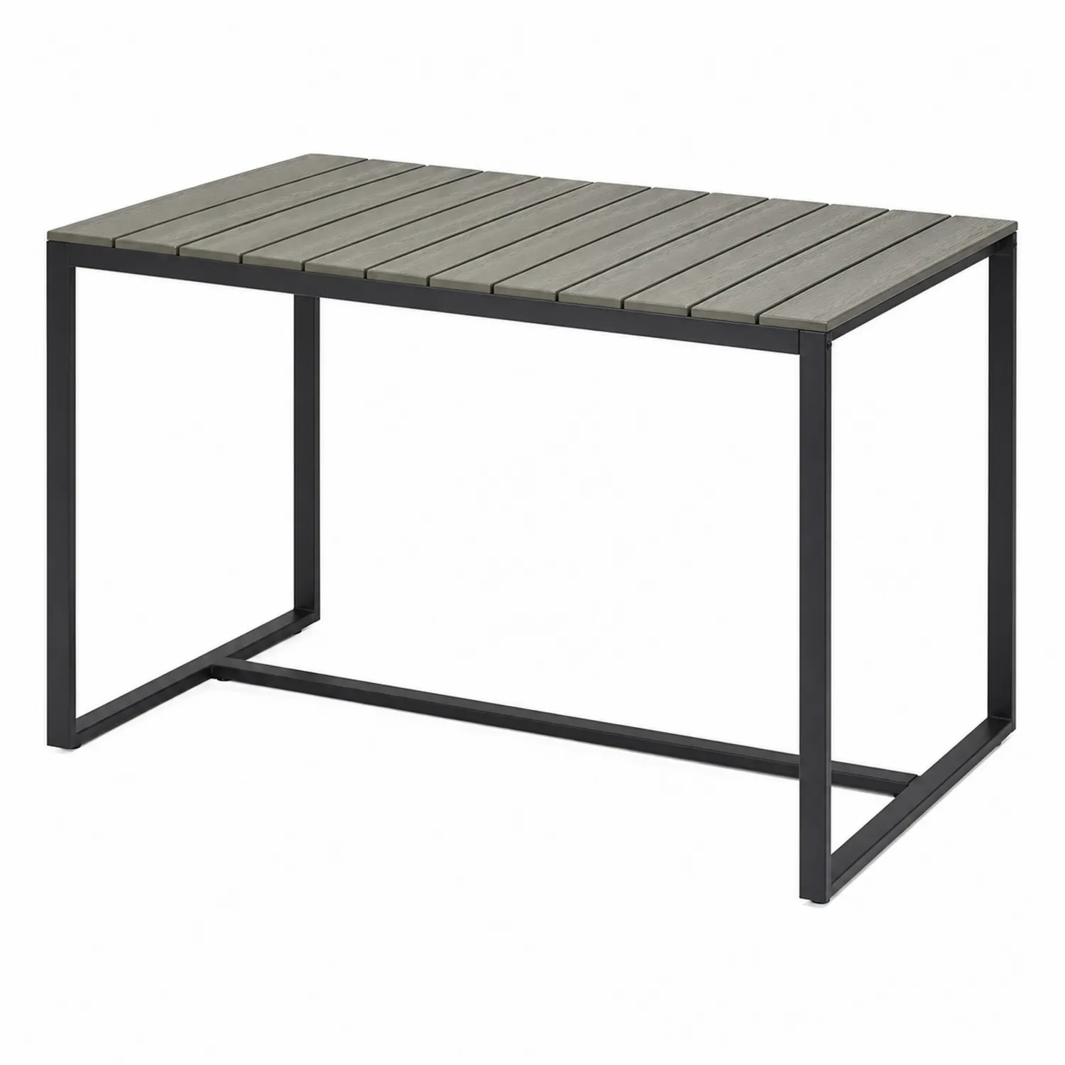 Mesa de comedor de jardín de acero y madera de acacia gris 120x70x75cm