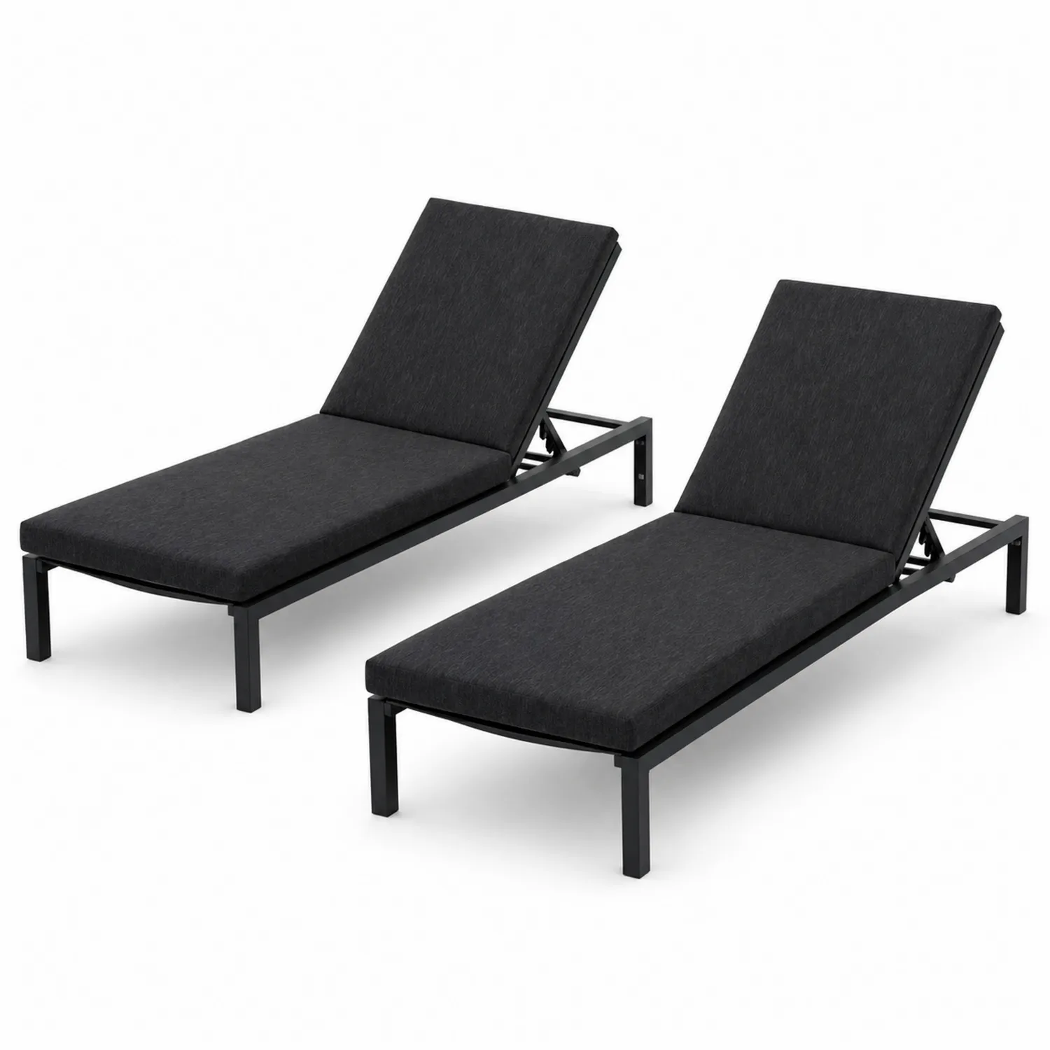 Conjunto de 2 tumbonas ajustables de metal y tela negra