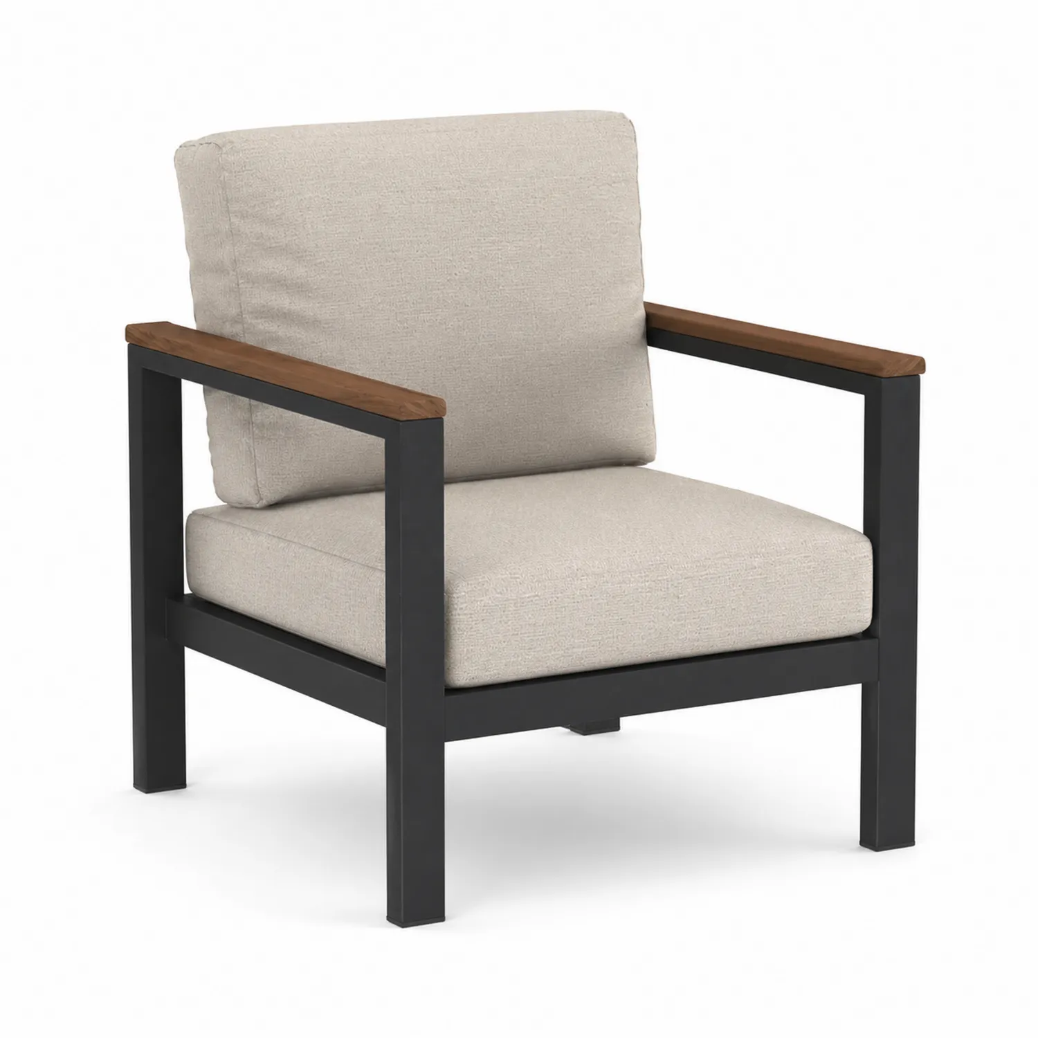 Sillón de Aluminio para Exterior con Cojines de Poliéster Beige