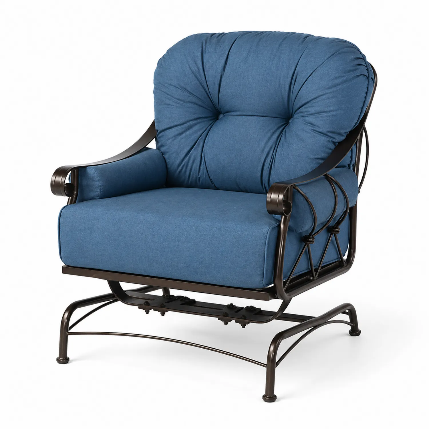 Sillón Metálico Exterior con Cojines Azules