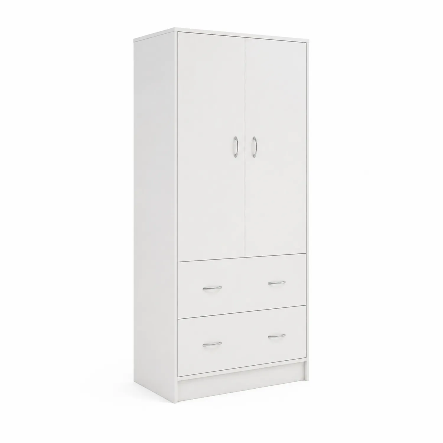 Armario de Aglomerado Blanco con 2 Puertas y 2 Cajones