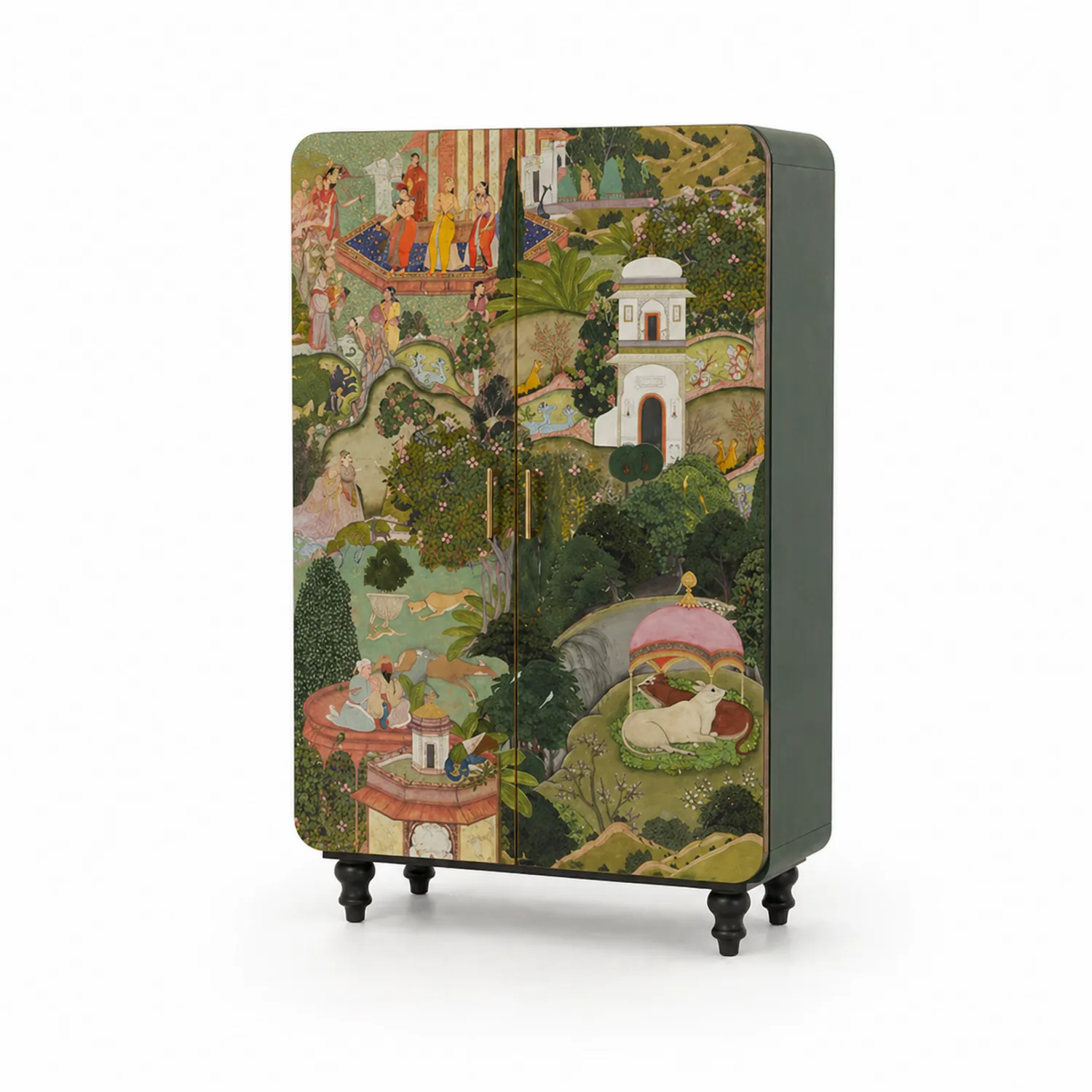 Armario de MDF con Puertas Decorativas en Verde