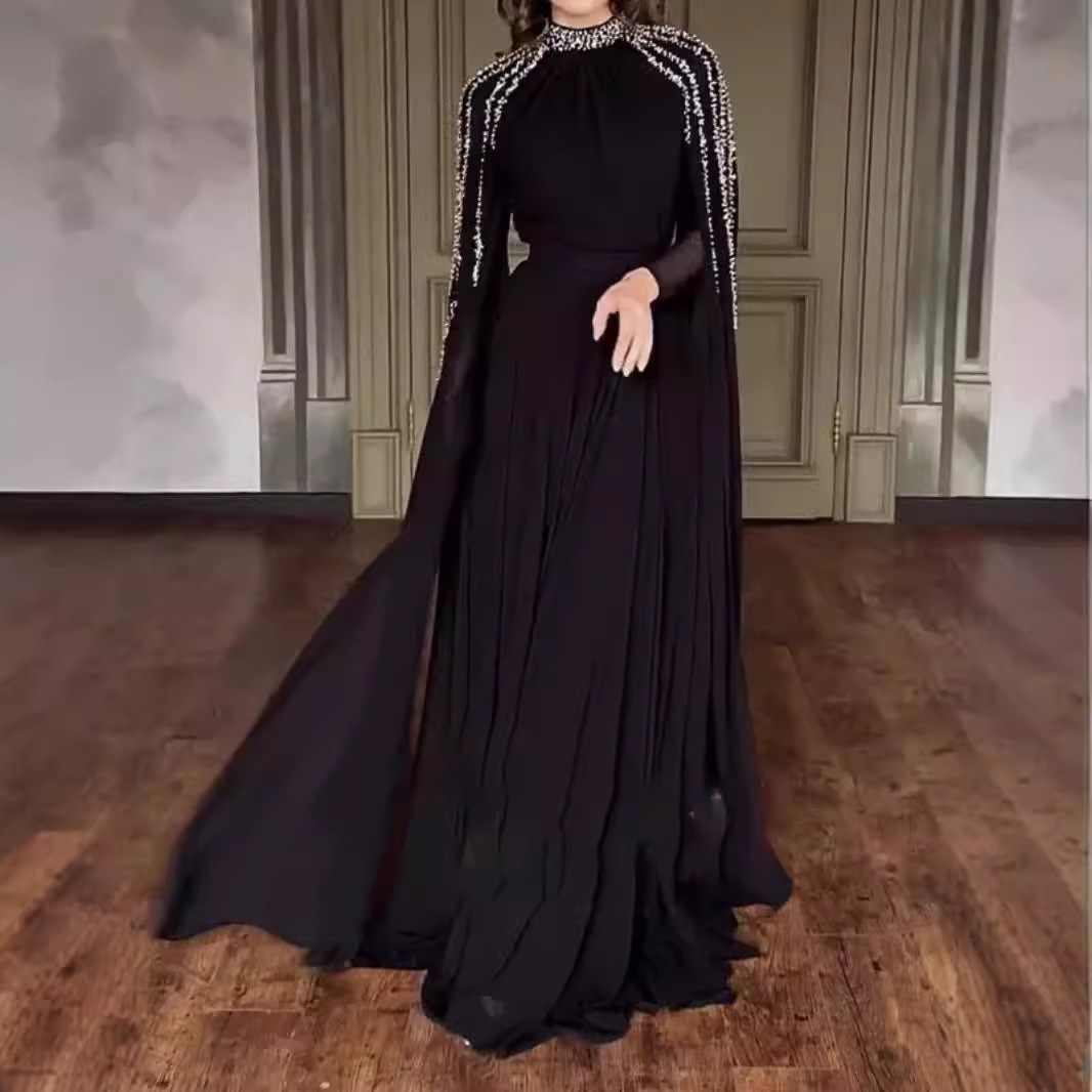 2026 promotion: 50% off Elegant Cape Evening Dress