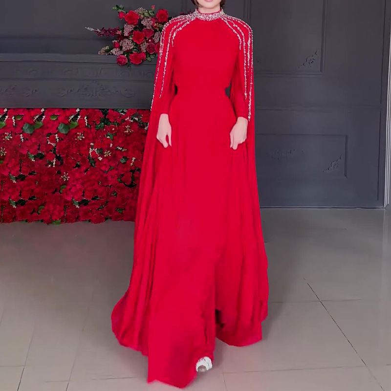 2026 promotion: 50% off Elegant Cape Evening Dress