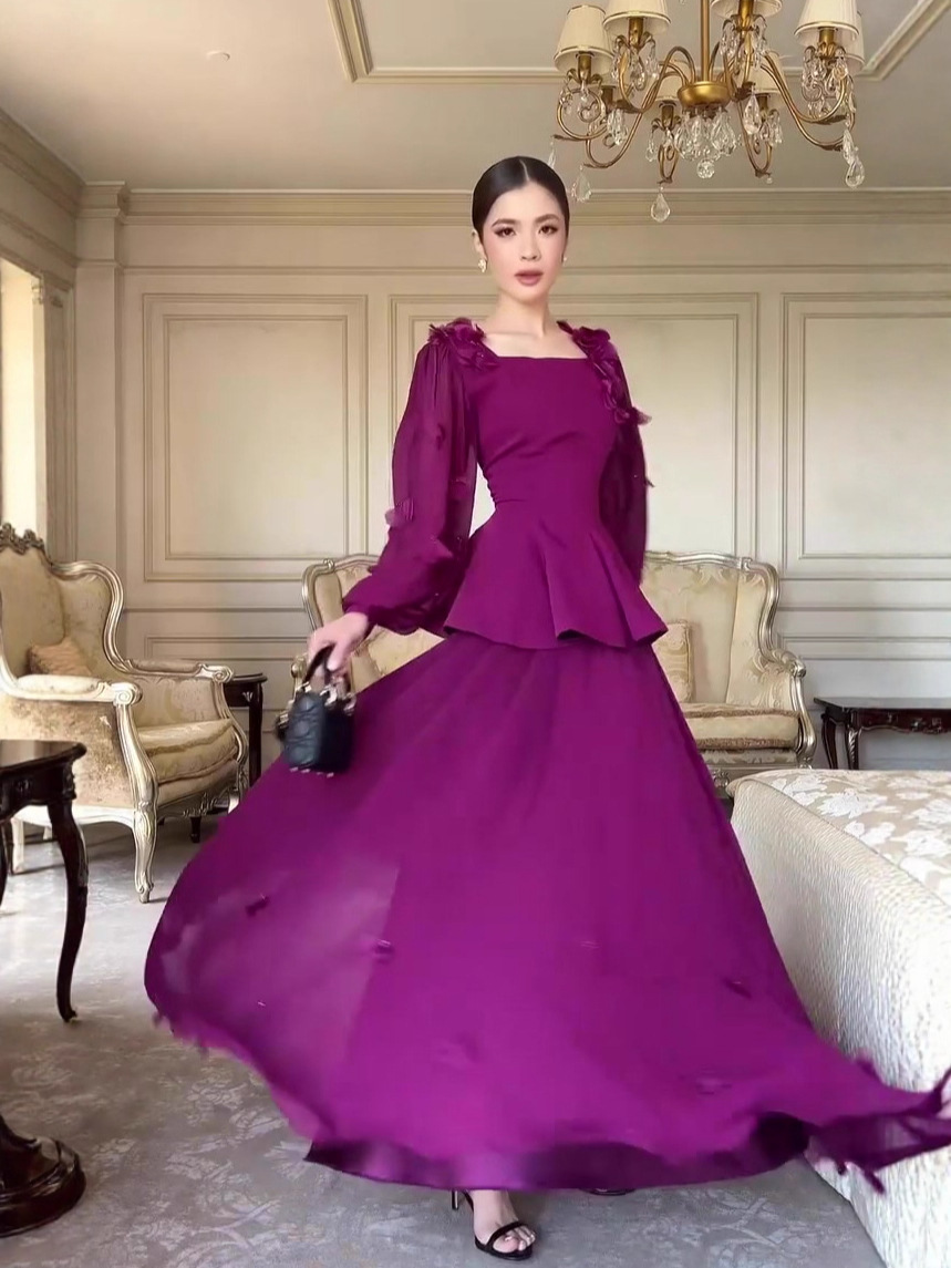Elegant Ruffle Two-Piece Maxi Set