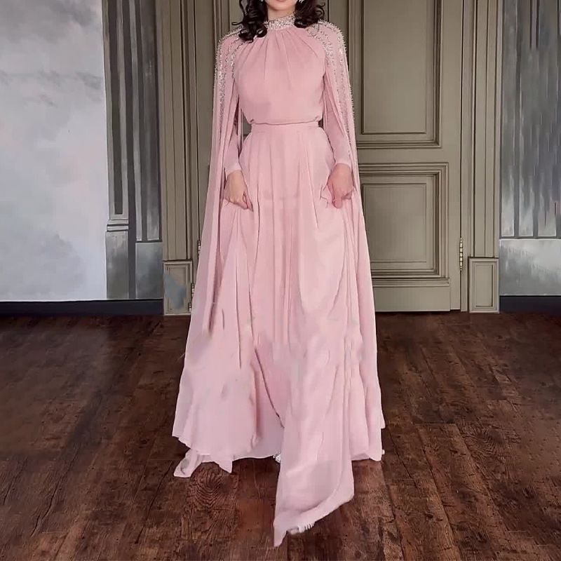 2026 promotion: 50% off Elegant Cape Evening Dress