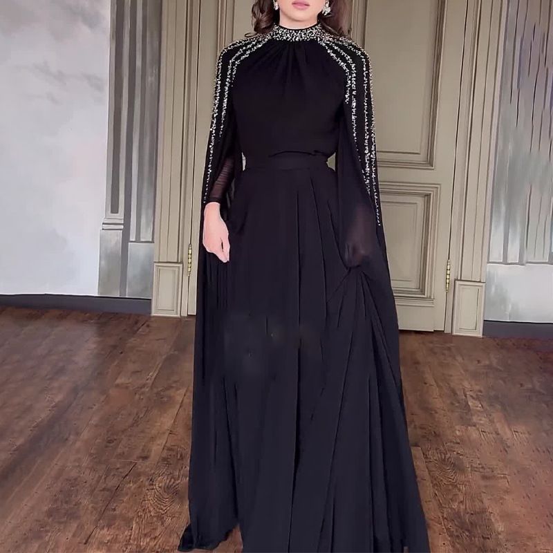 2026 promotion: 50% off Elegant Cape Evening Dress
