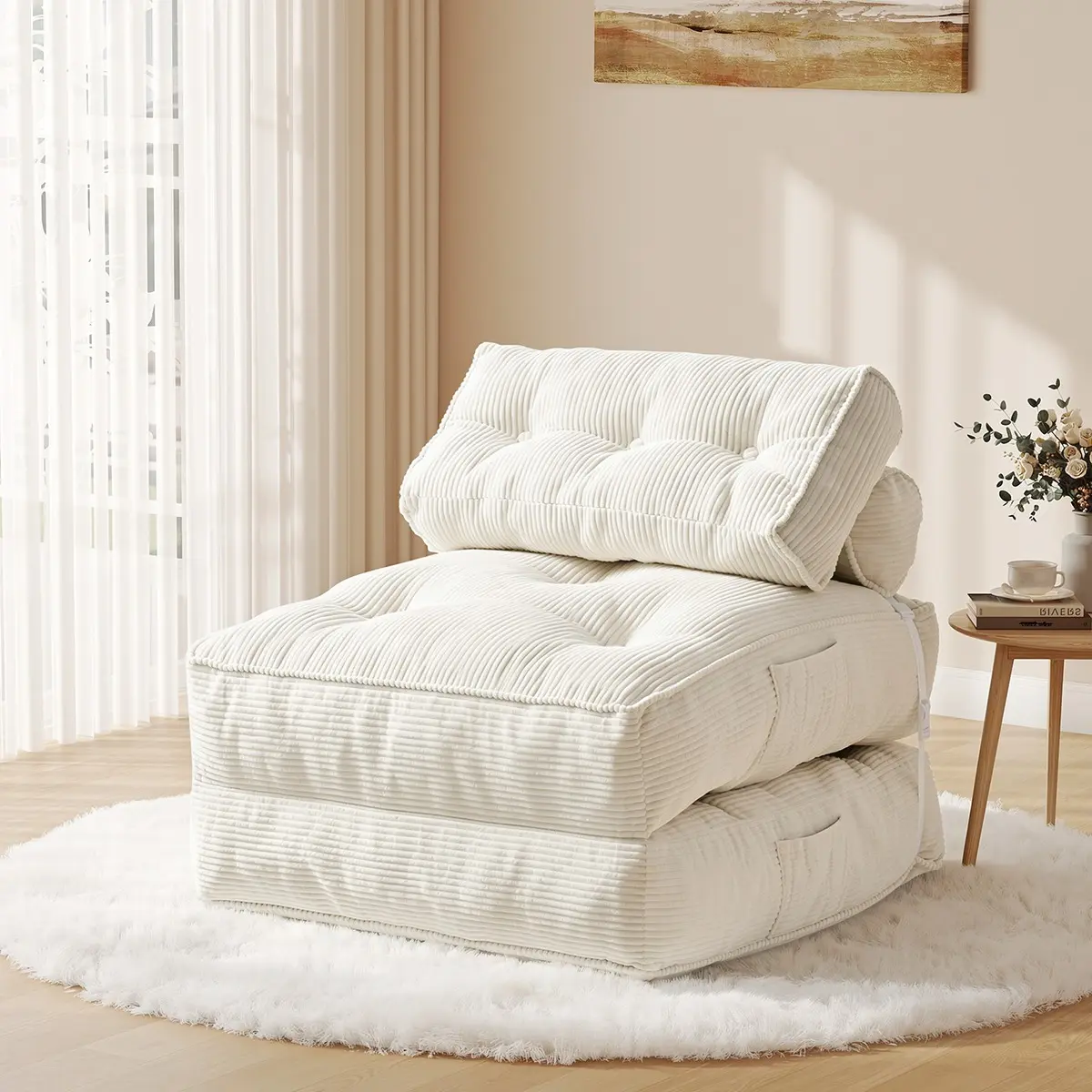 Modern Foldable Foam Sofa | Space-Saving Single Couch for Small Bedroom & Living Room