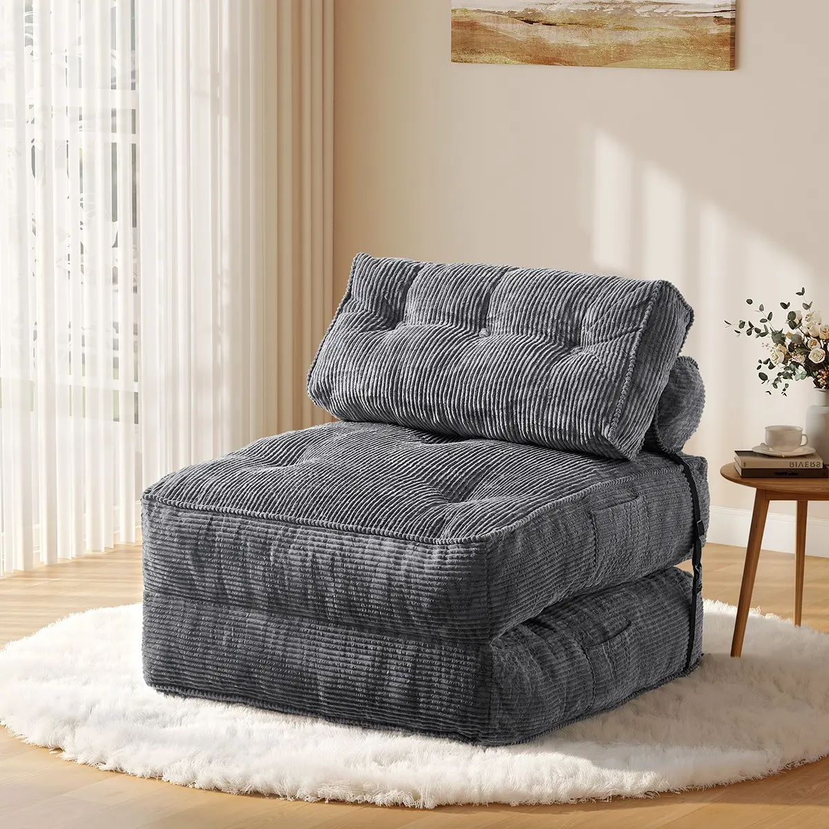Modern Foldable Foam Sofa | Space-Saving Single Couch for Small Bedroom & Living Room