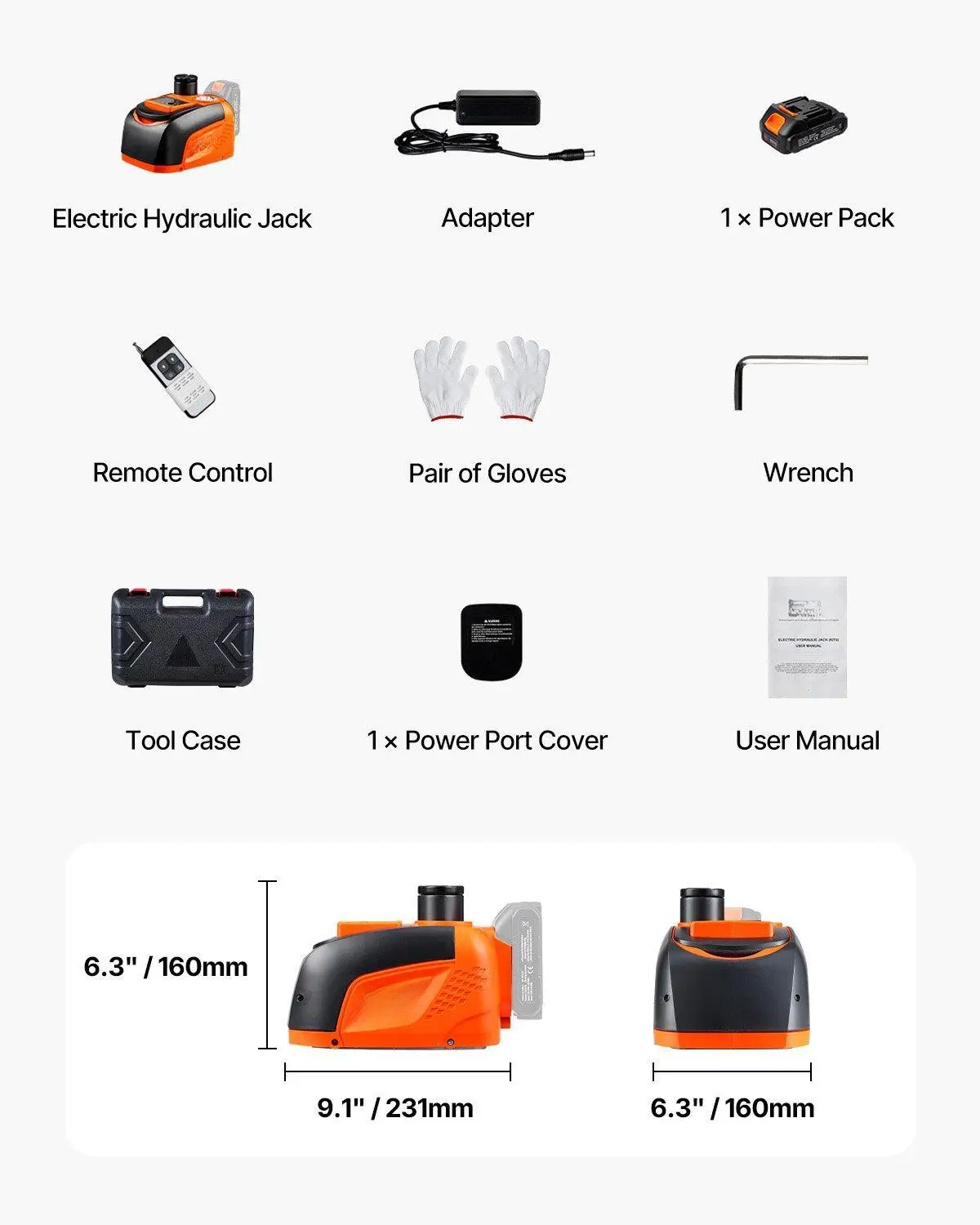 5T Electric Hydraulic Jack, 11000 LBS Portable Car Jack Kit with Remote Control, 400N·m Torque, LED Work Light & Rechargeable Battery for SUV, Sedan & Truck